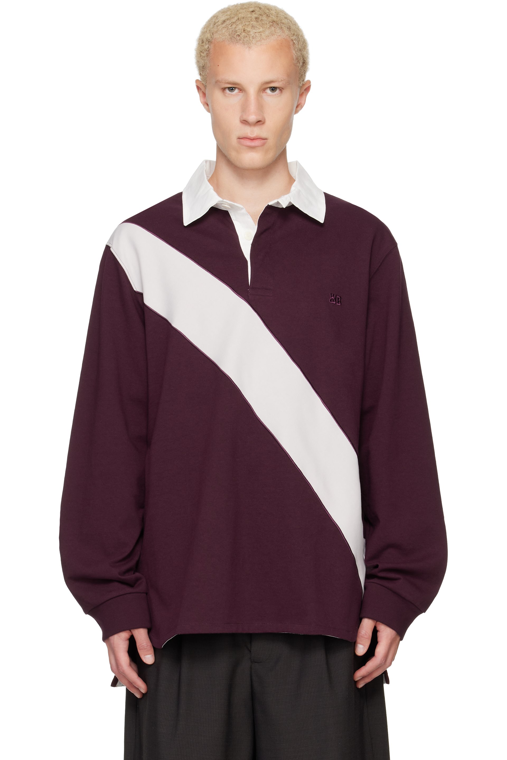 Wales Bonner - Burgundy Prism Rugby Polo