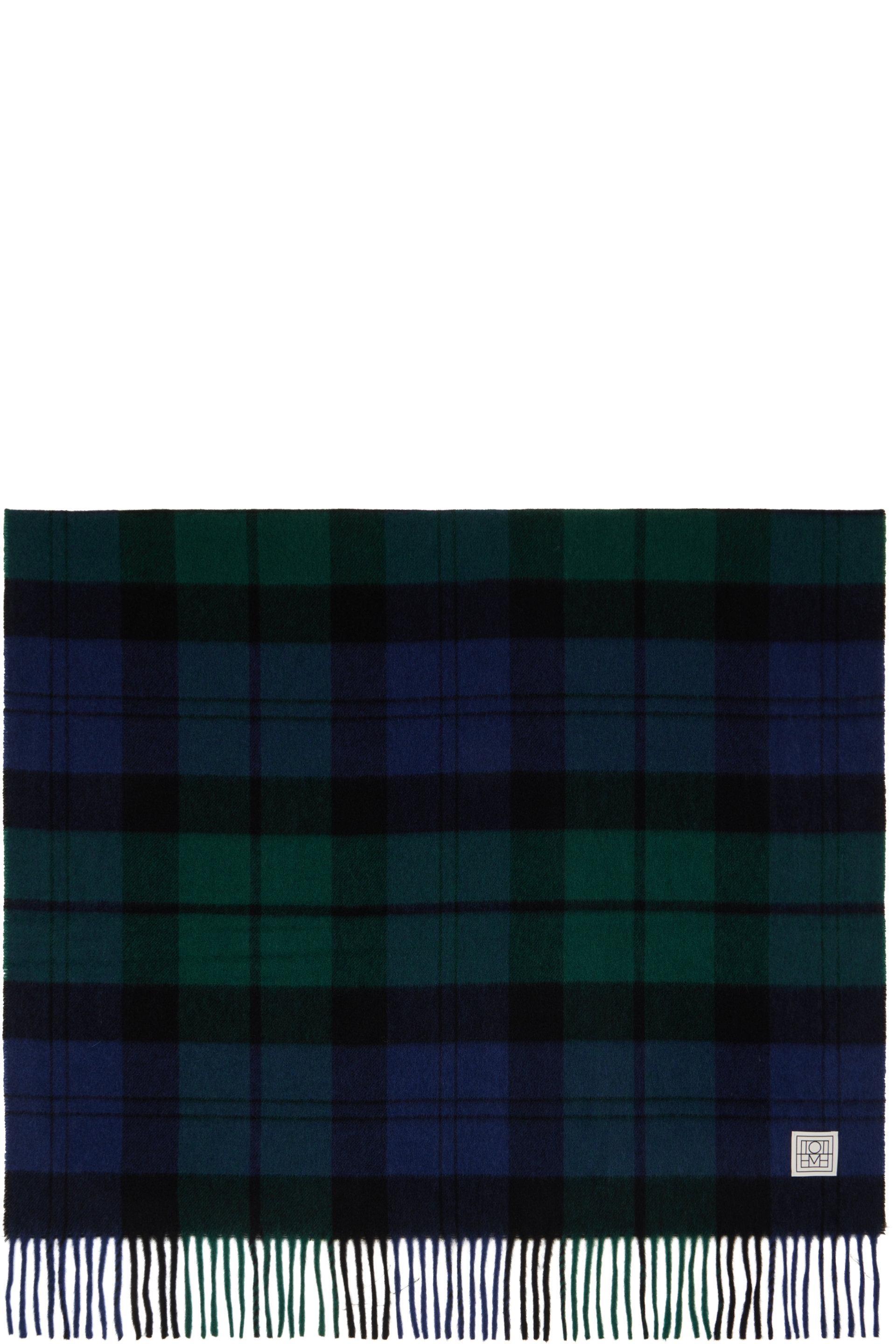 TOTEME - Green & Navy Checked Cashmere Scarf