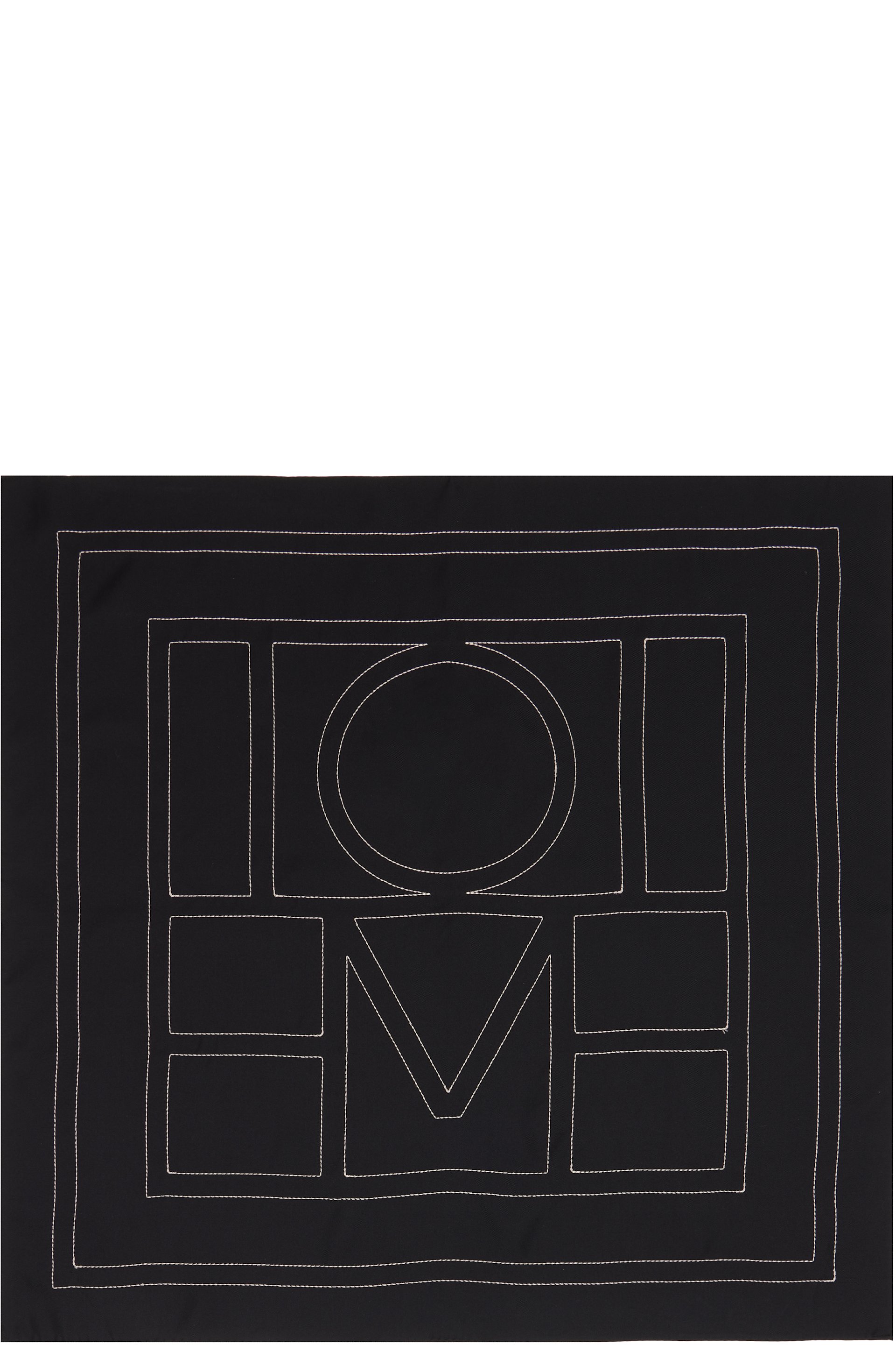TOTEME - Black Embroidered Monogram Silk Scarf