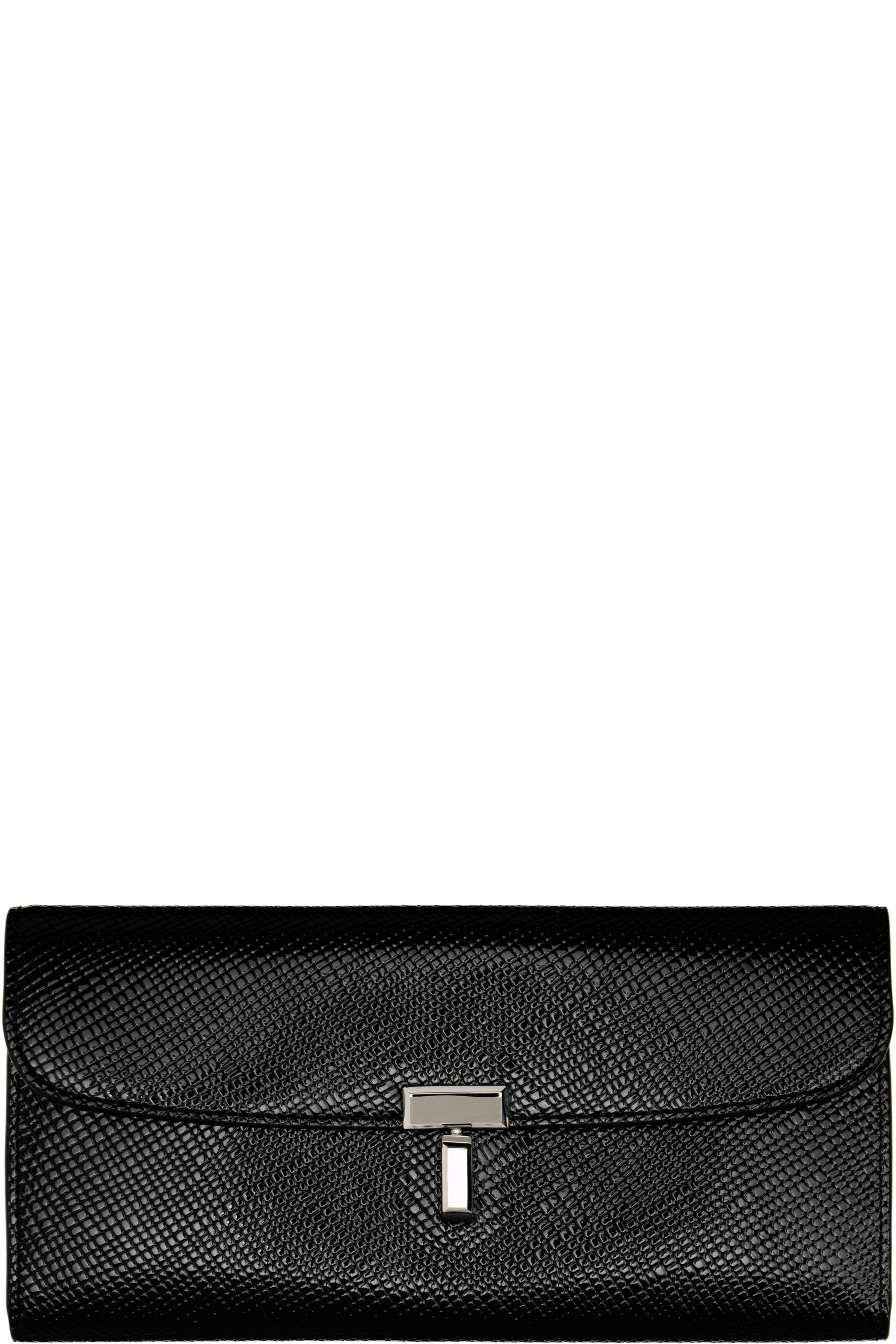 TOTEME - Black T-Lock Palmellato-Patent Wallet