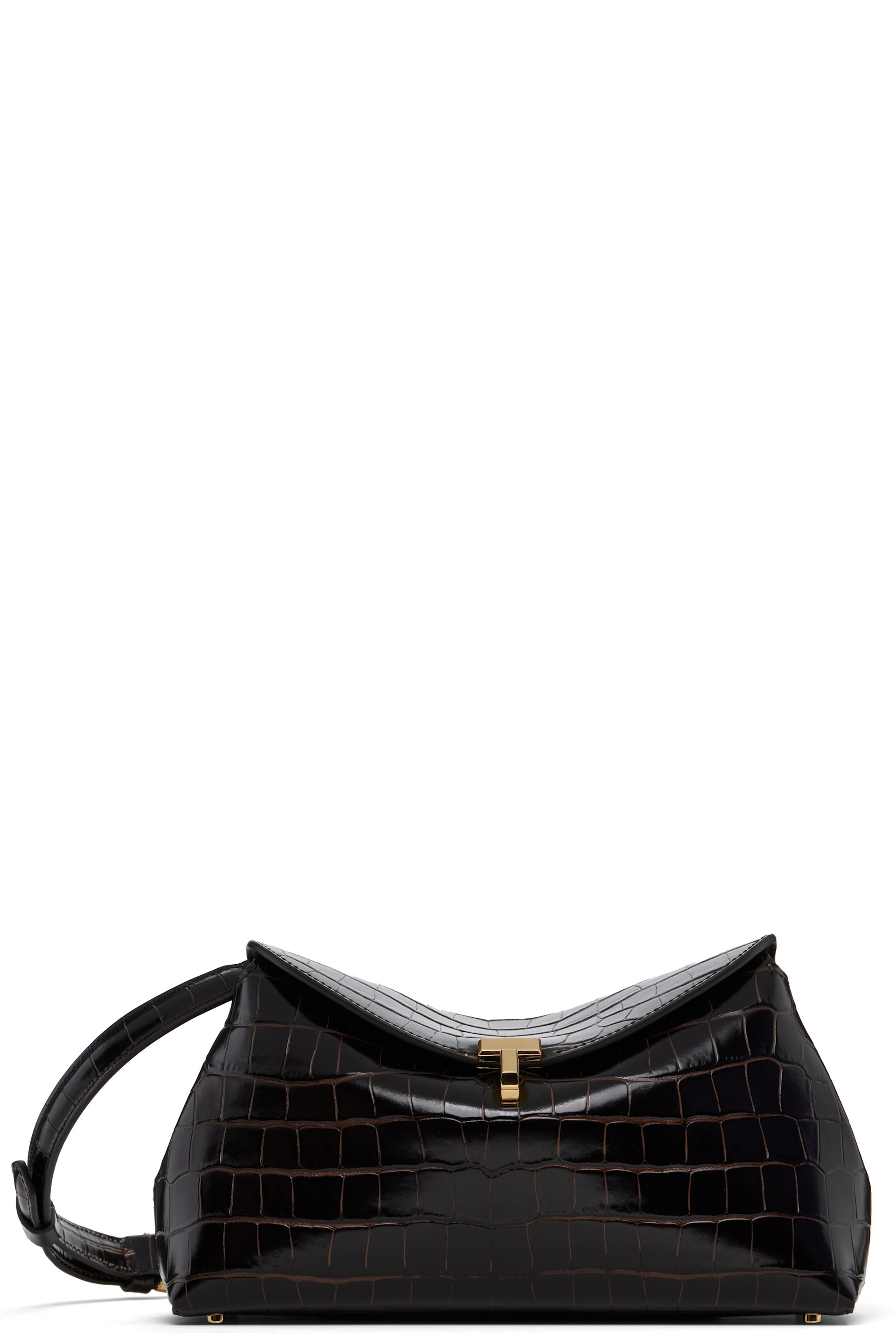 TOTEME - Brown T-Lock Croco-Embossed Clutch
