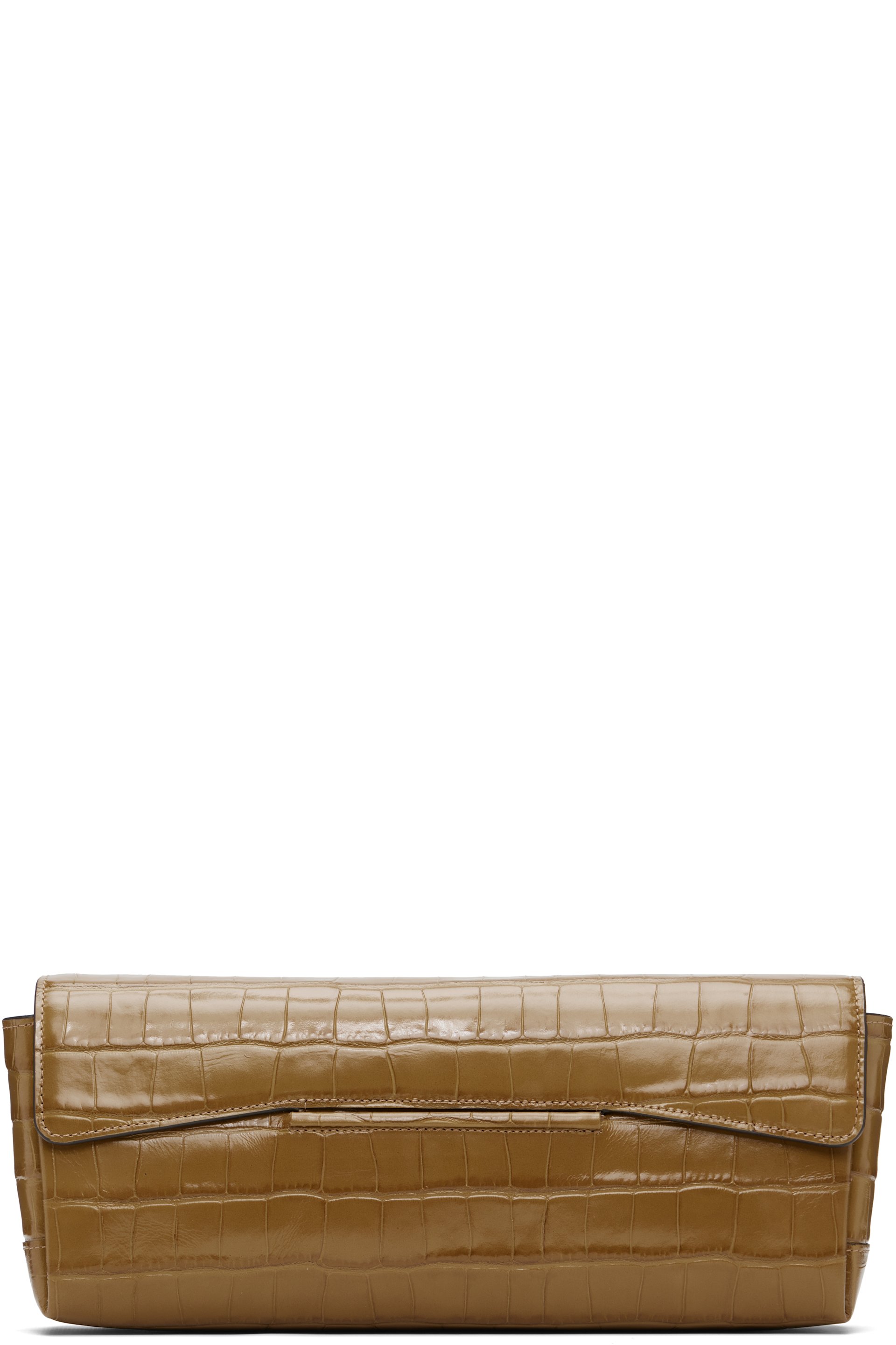 TOTEME - Khaki Soft Croco-Embossed T Clutch