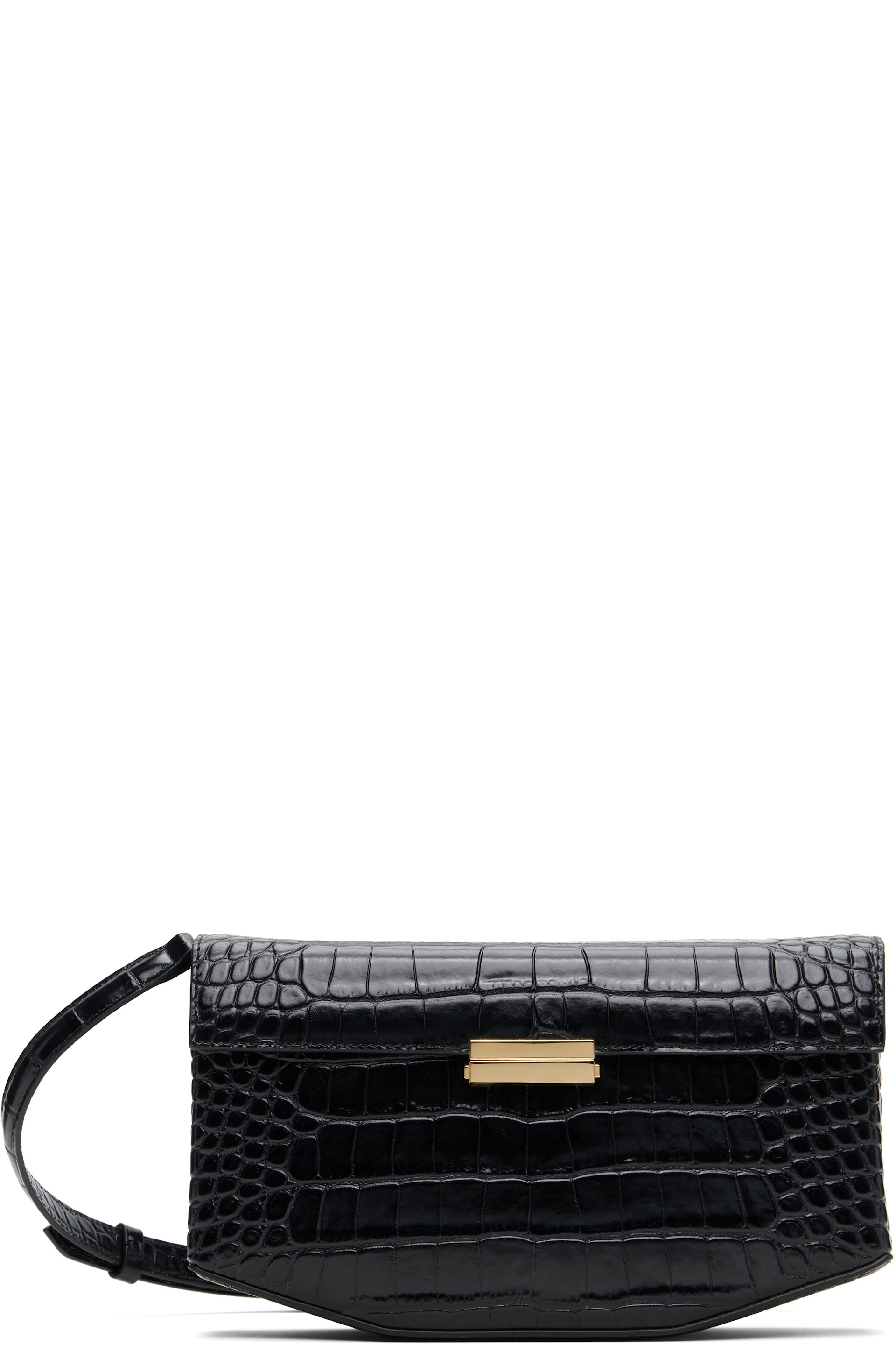 TOTEME - Black Clip Croco-Embossed Bag