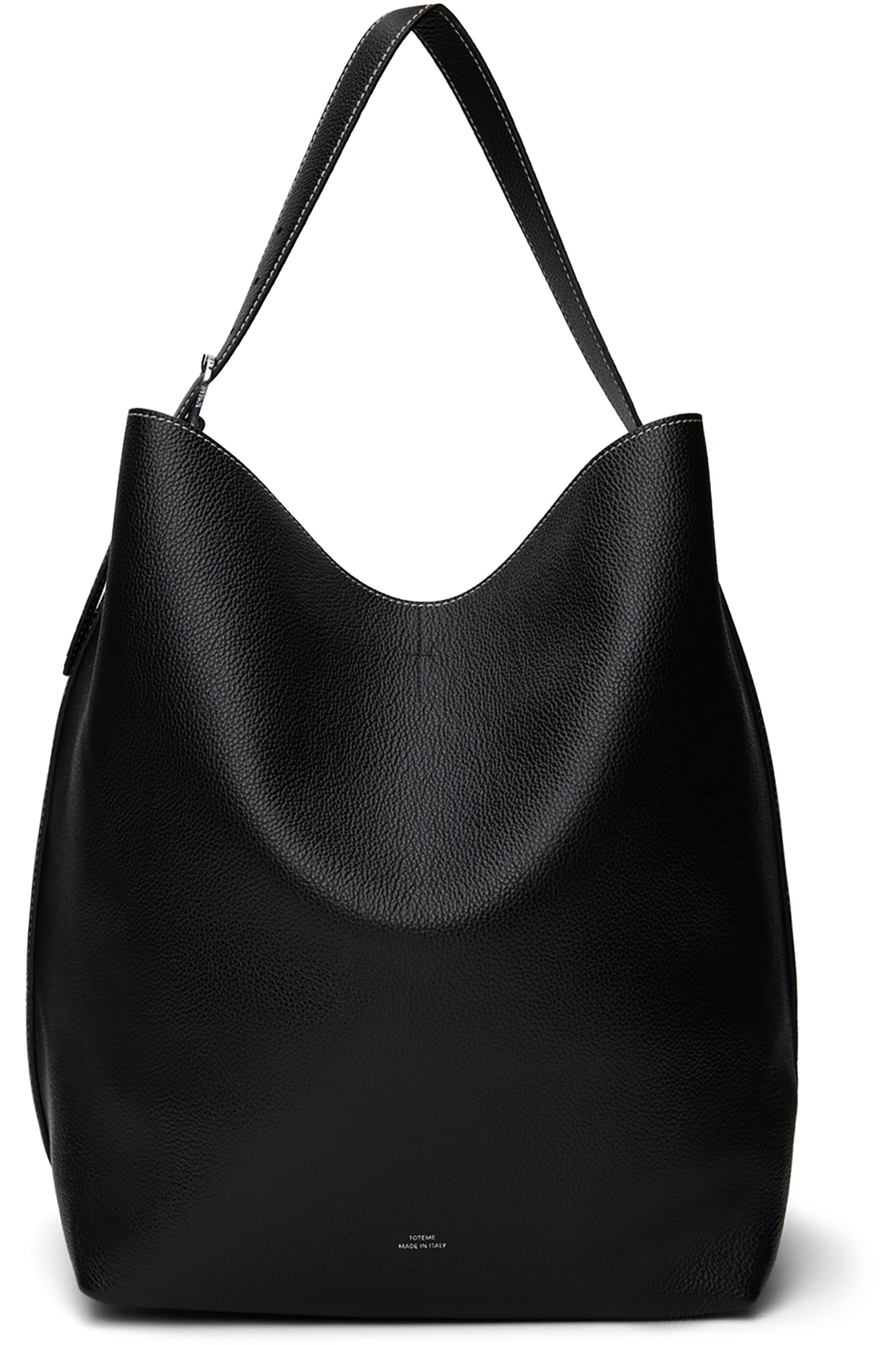 TOTEME - Black Belted Grained Leather Tote