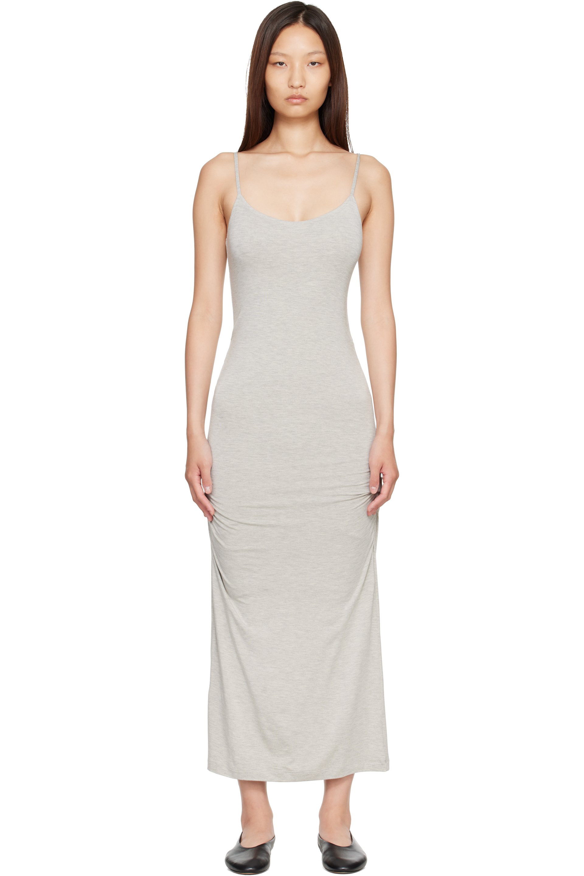 TOTEME - Gray Draped Slip Midi Dress