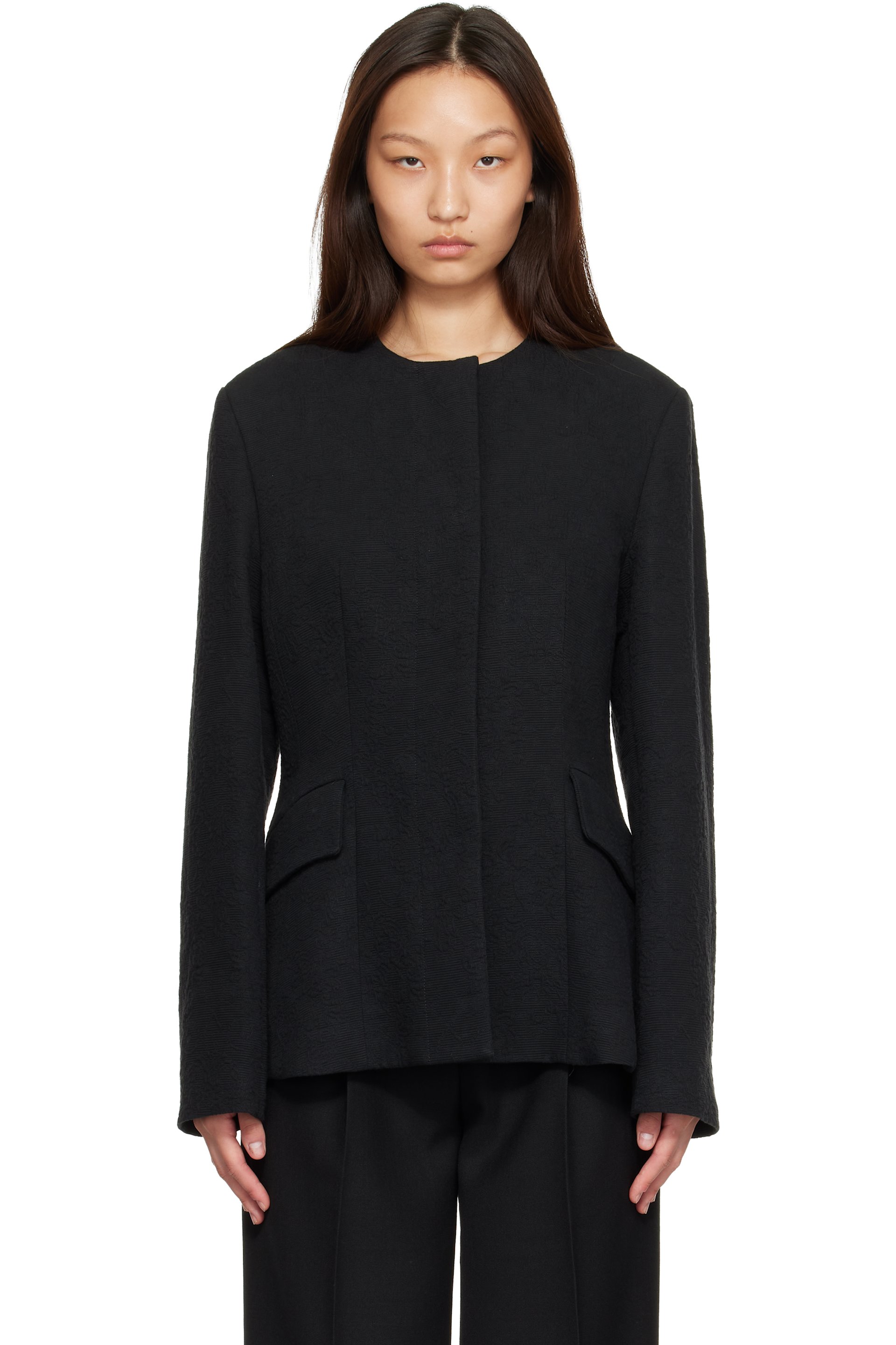 TOTEME - Black Jacquard Cotton Blazer