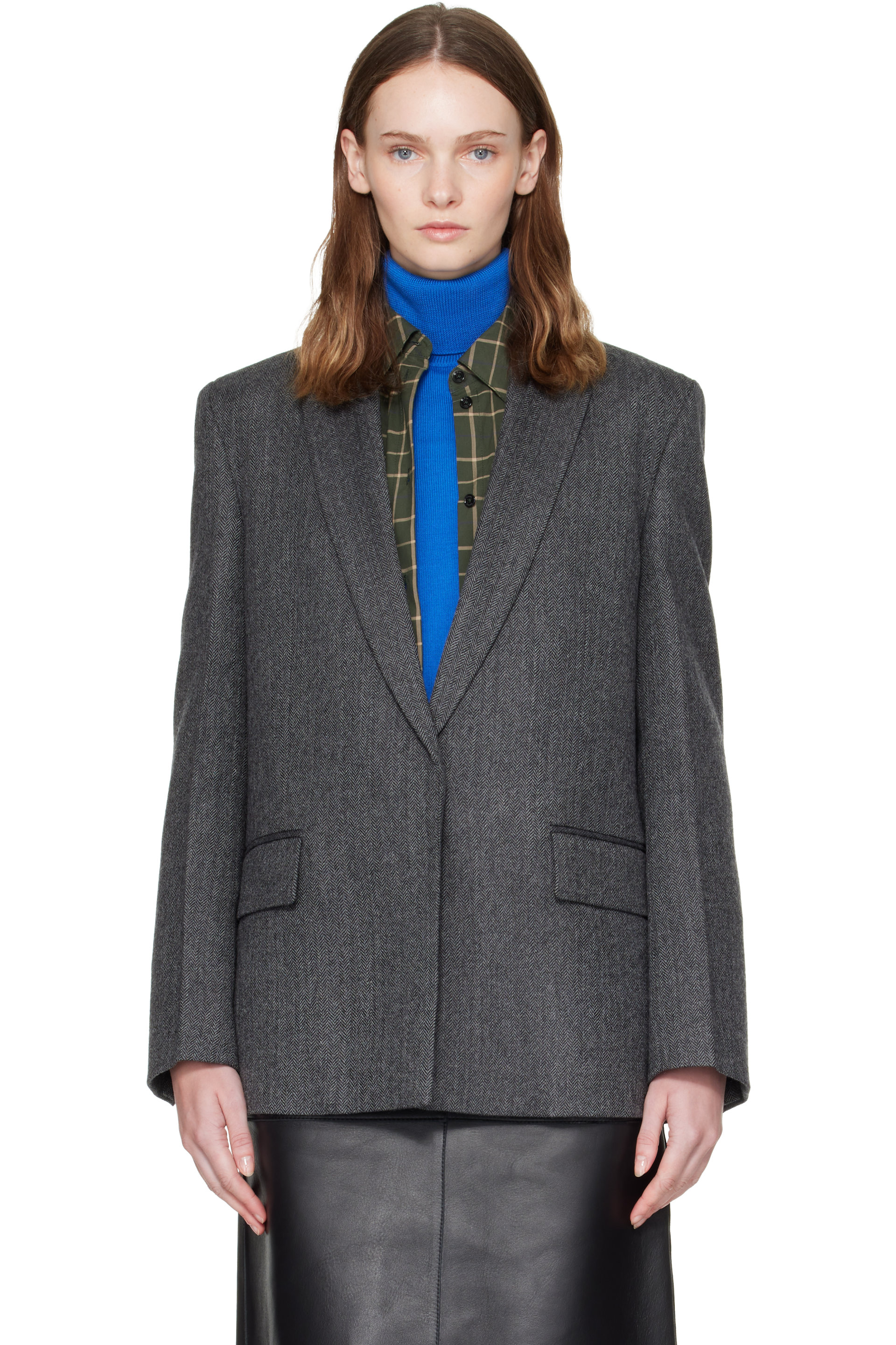 TOTEME - Gray Herringbone Blazer