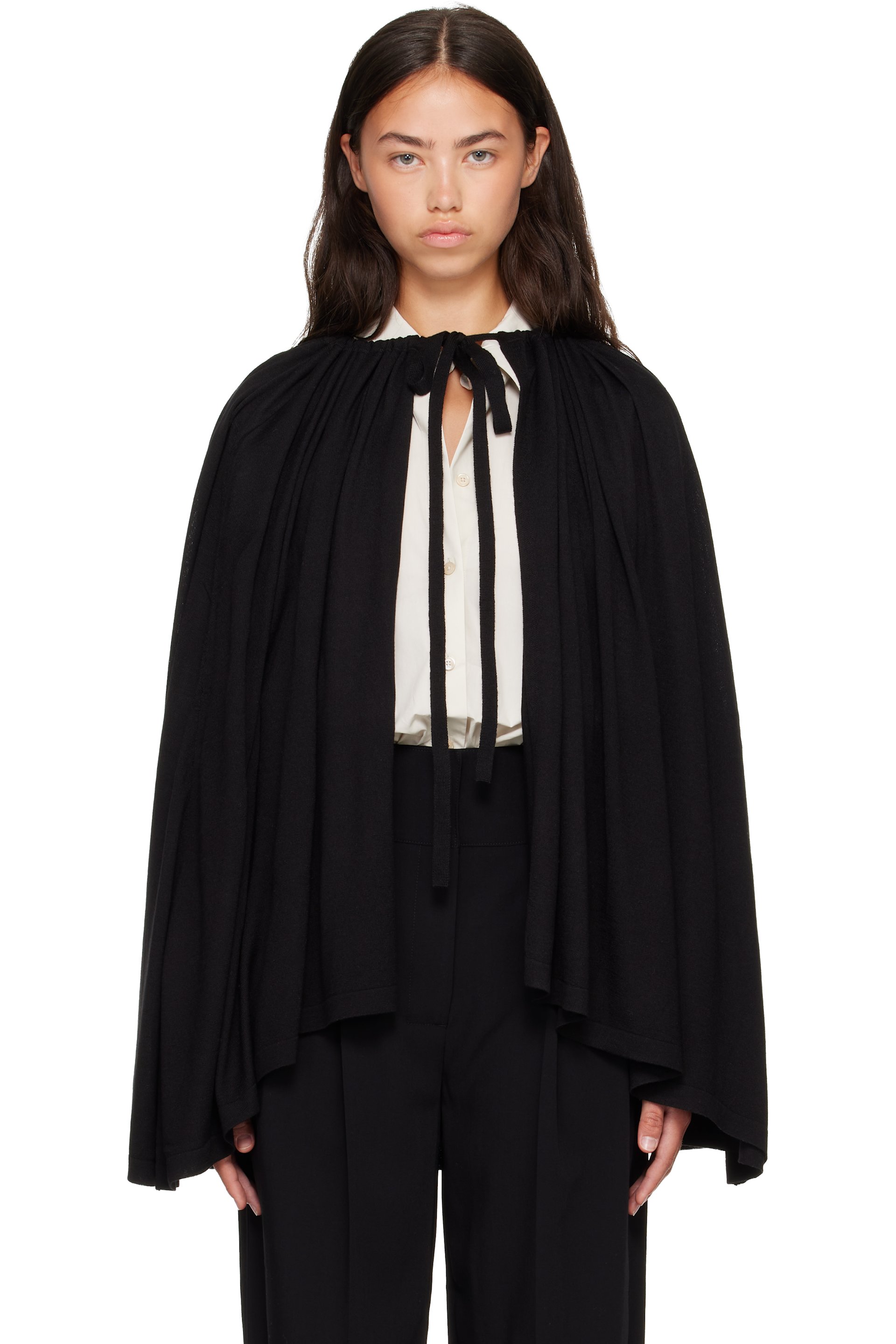 TOTEME - Black Drawstring Cape