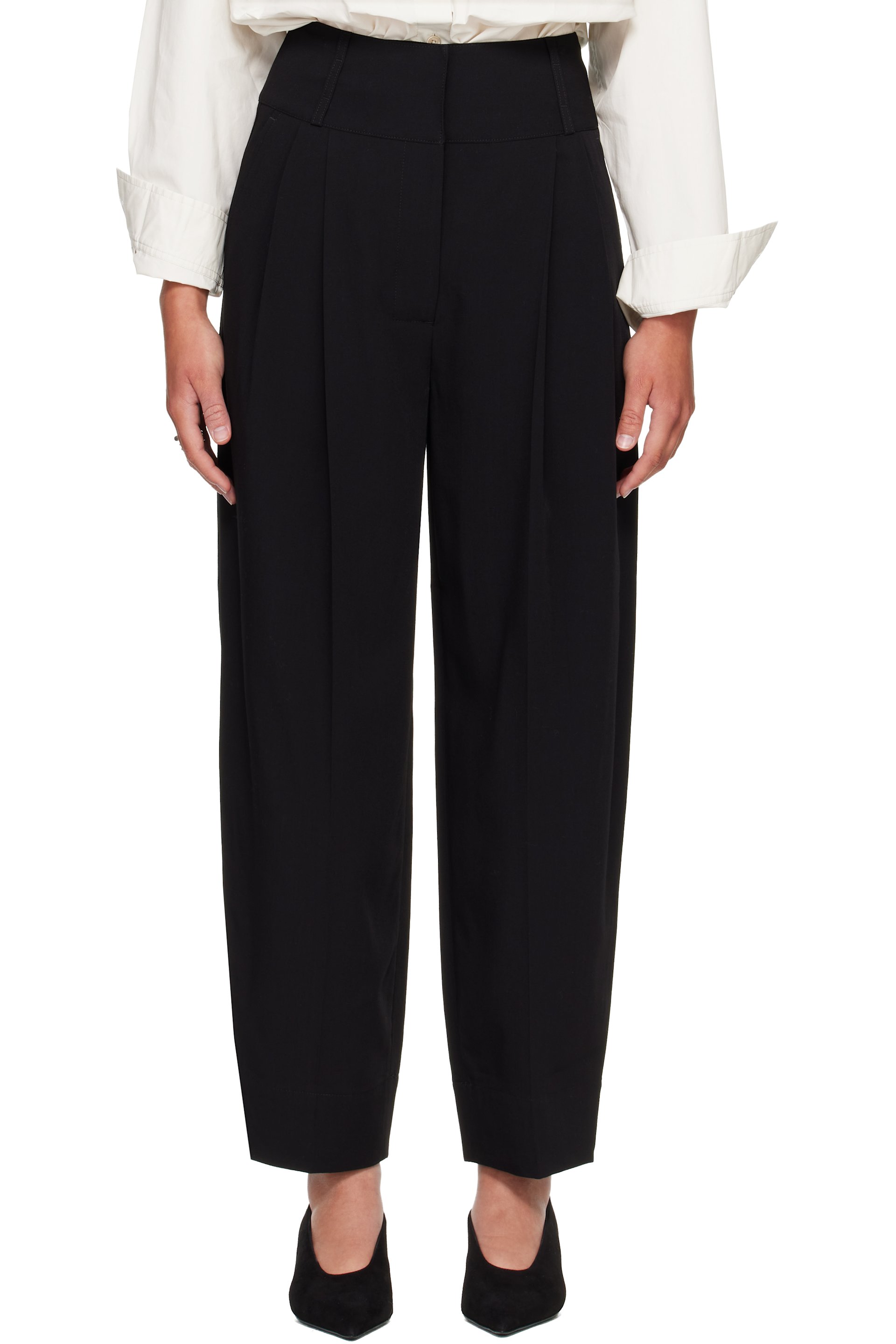 TOTEME - Black Draped Balloon Trousers