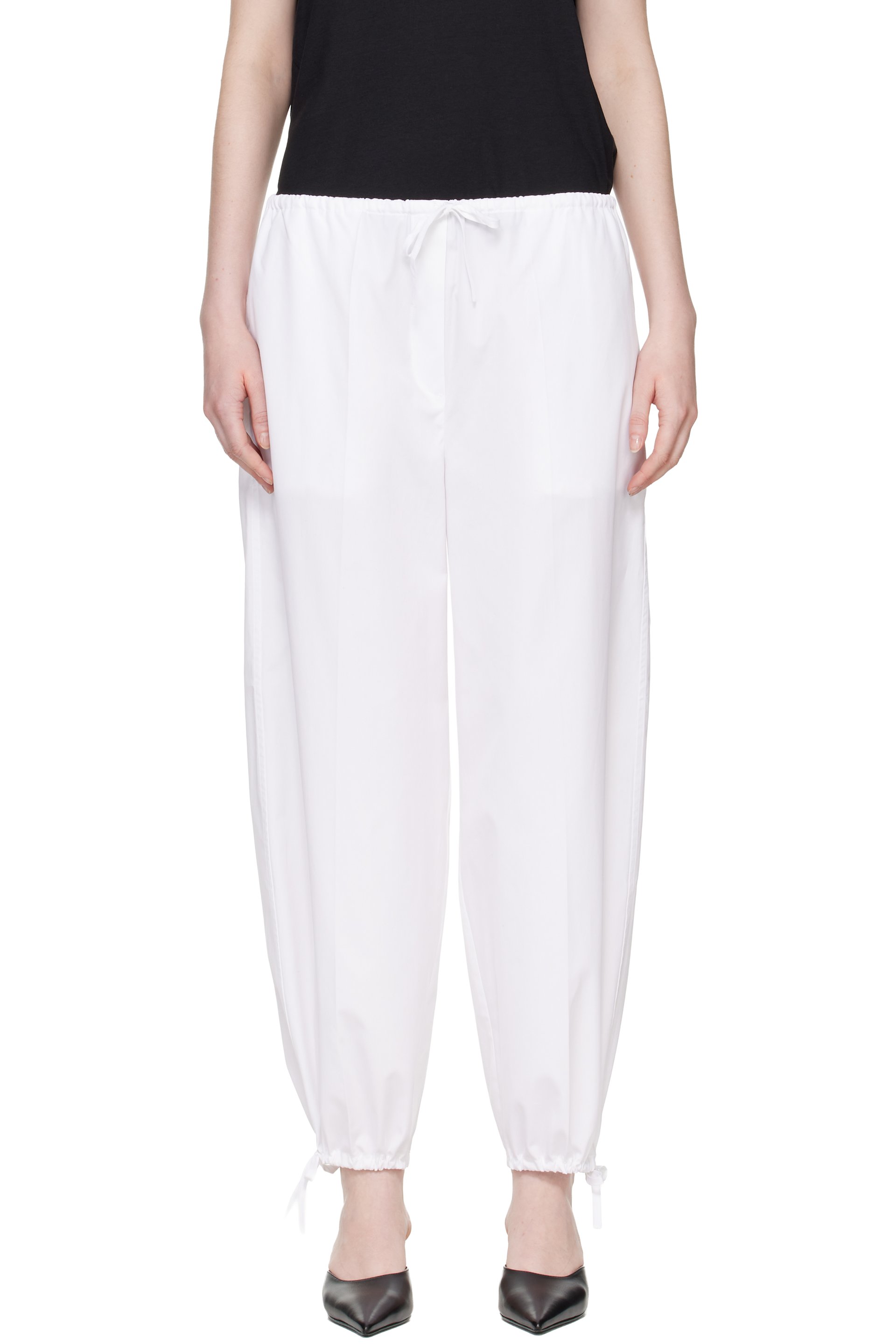 TOTEME - White Drawstring Cotton Trousers