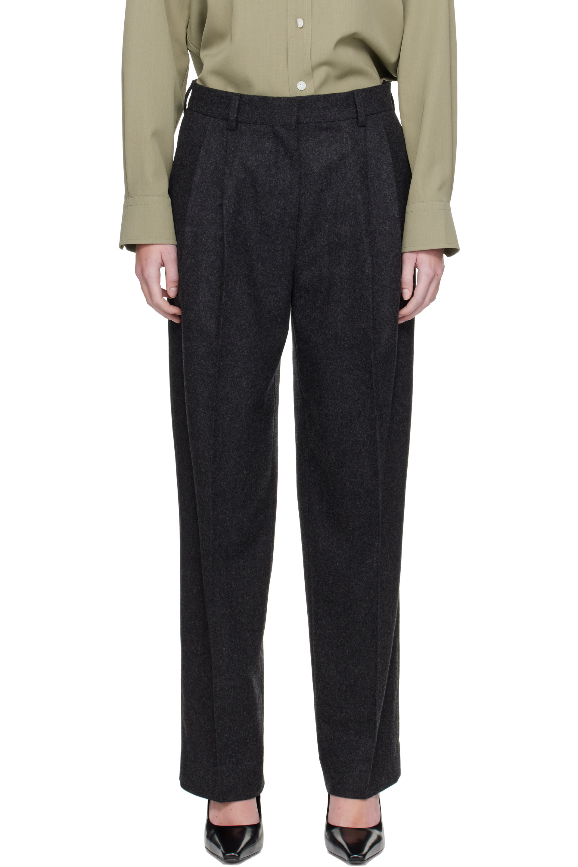 TOTEME - Gray Double-Pleat Winter Trousers