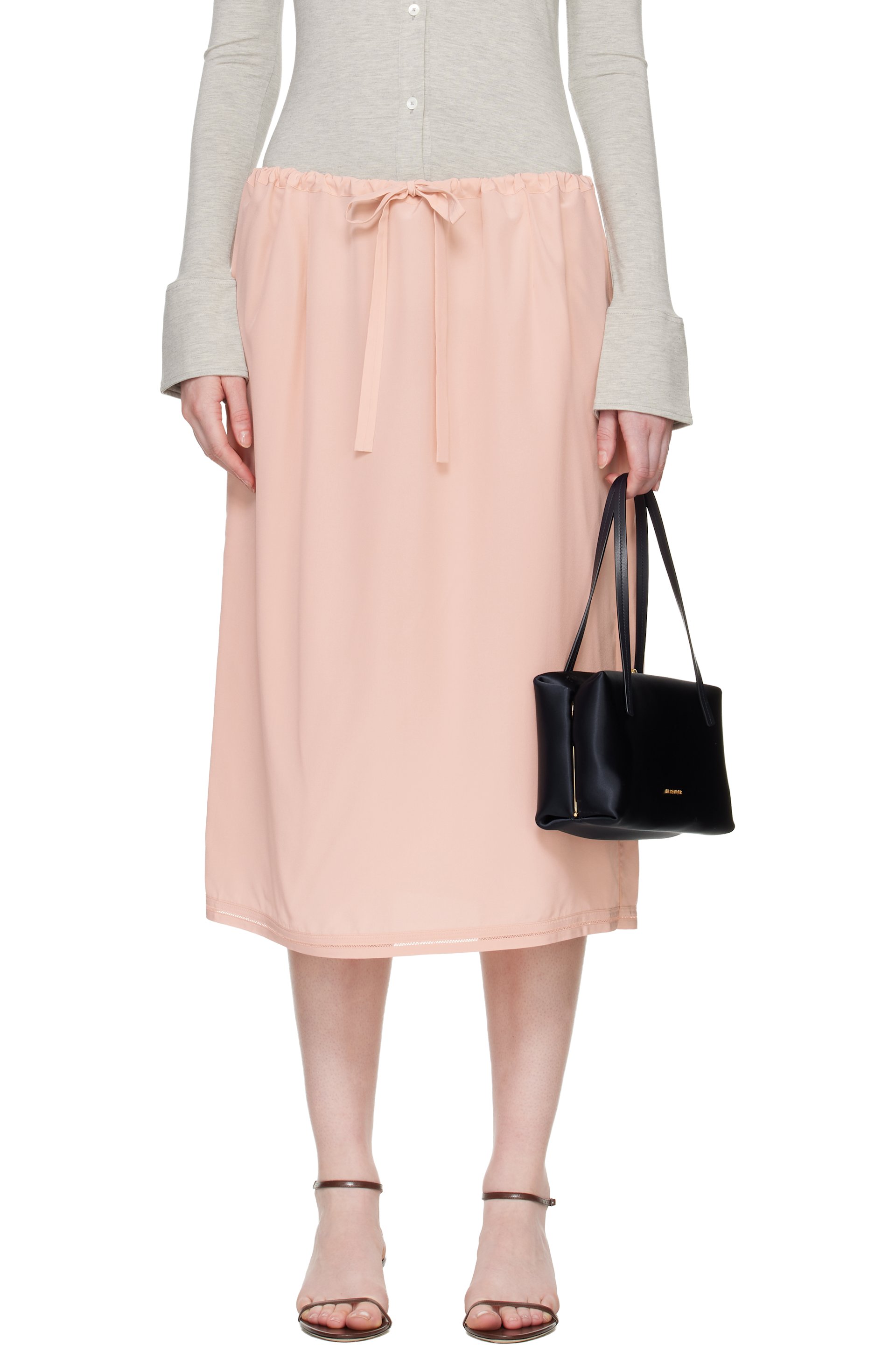 TOTEME - Pink Fluid Silk Midi Skirt