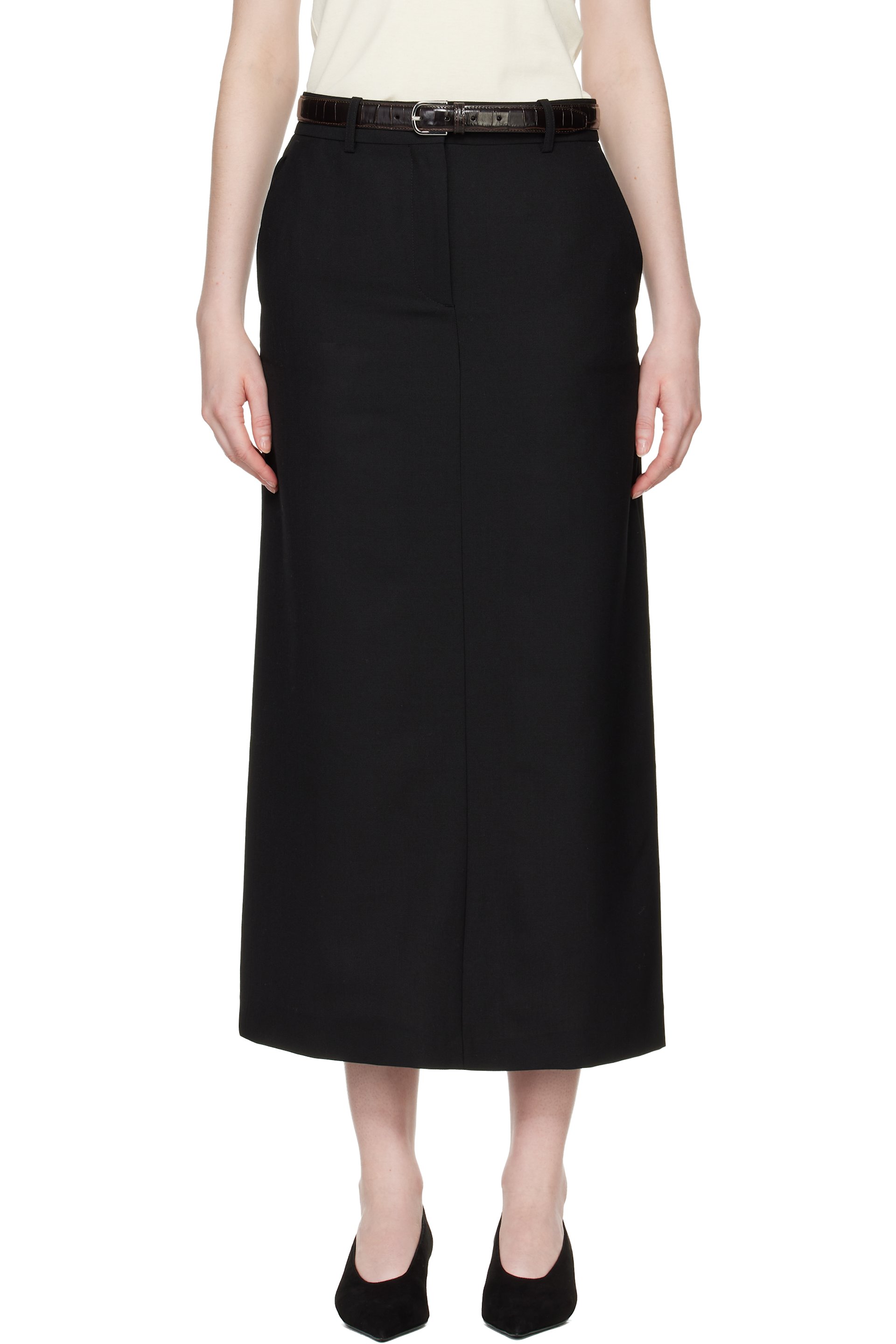 TOTEME - Black Low-Waist Straight Maxi Skirt