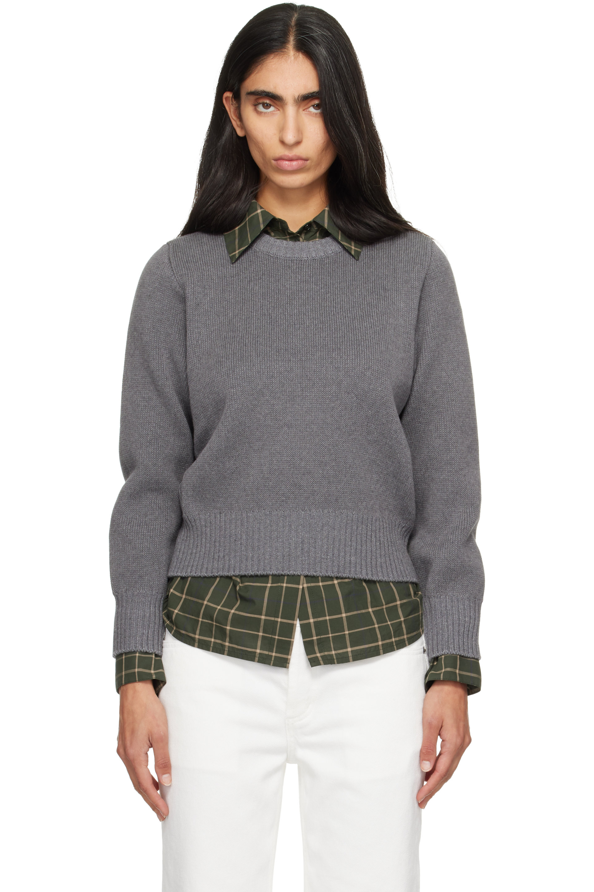 TOTEME - Gray Merino Cotton Knit Sweater