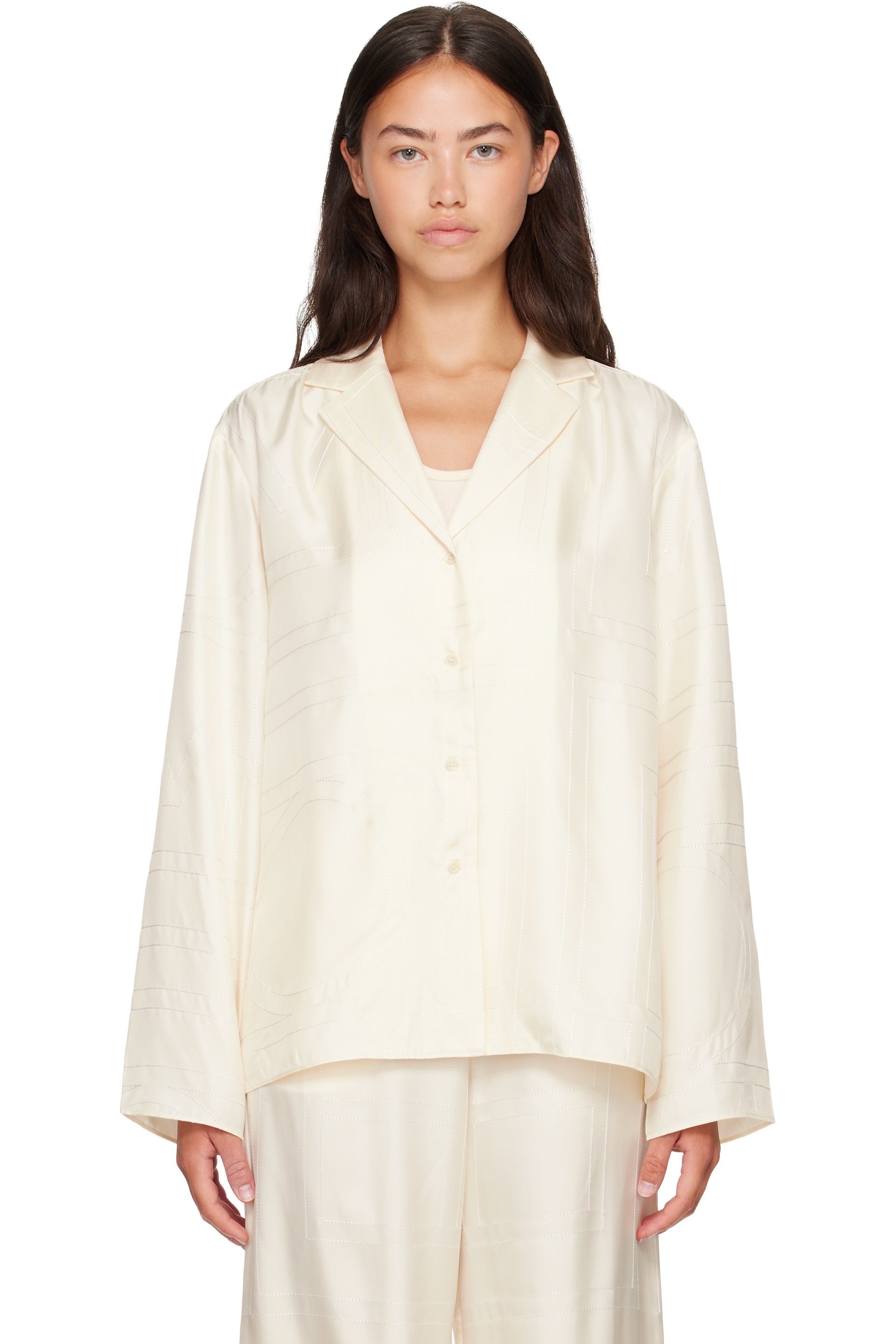 TOTEME - Off-White Monogram Silk PJ Shirt