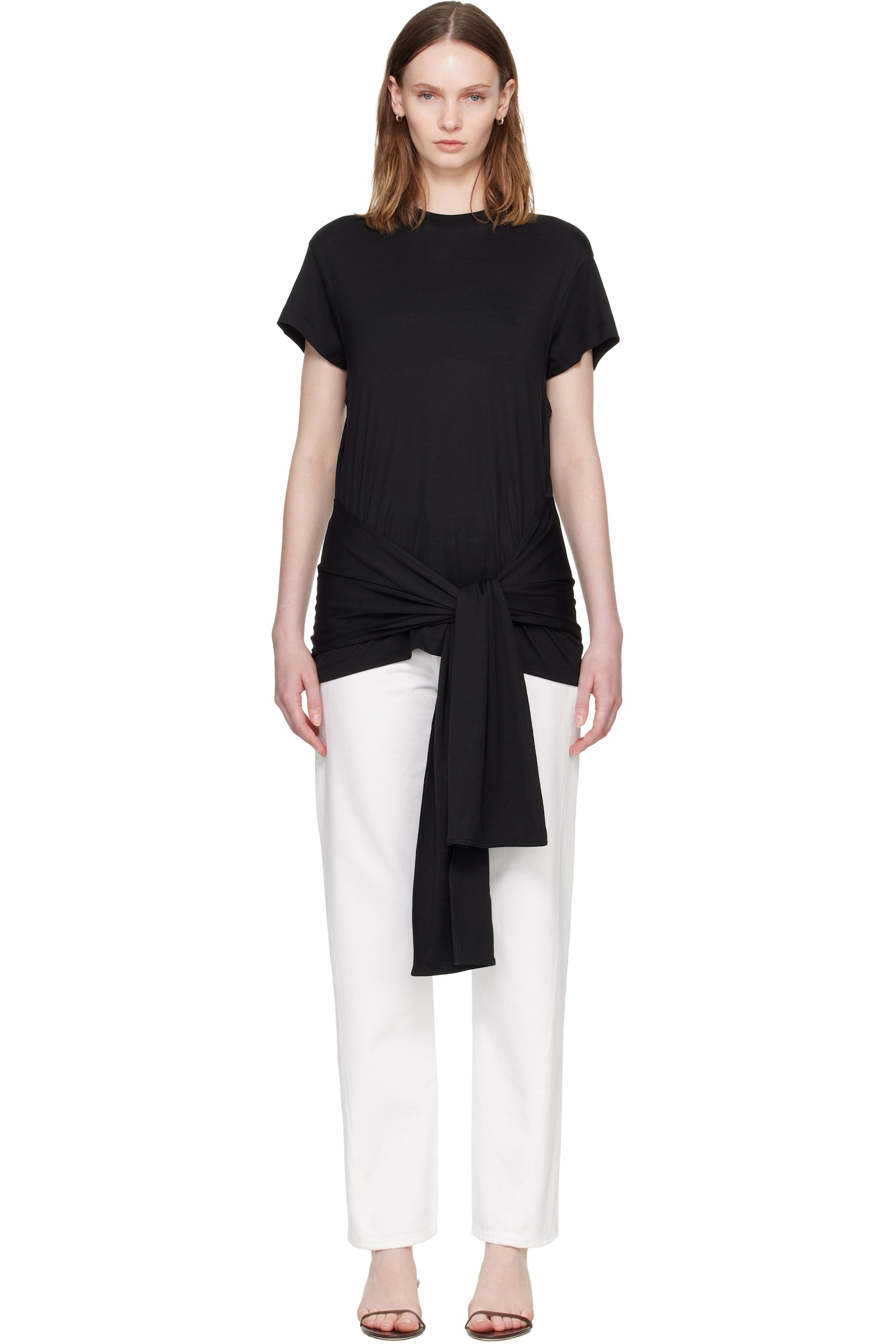 TOTEME - 黑色 Tie-Waist Jersey T 恤