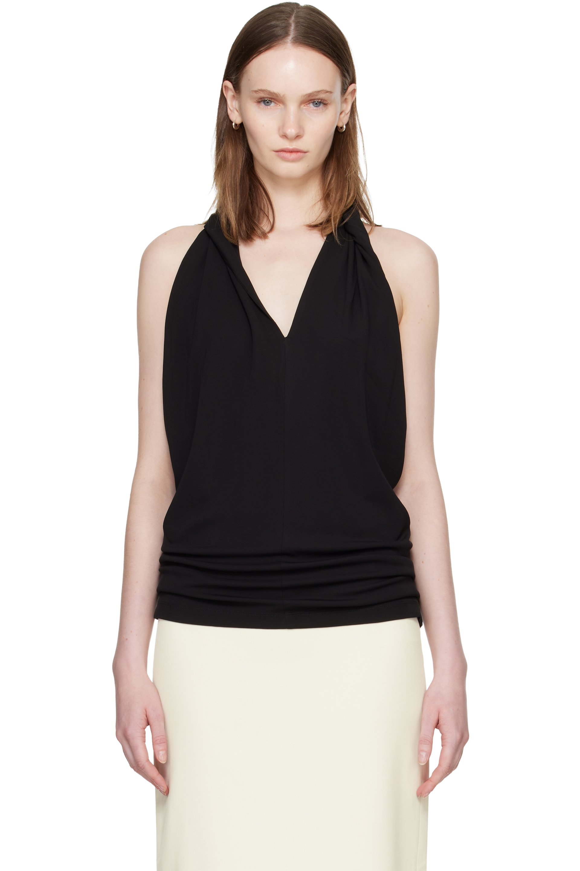TOTEME - Black Twisted Jersey Halter Top