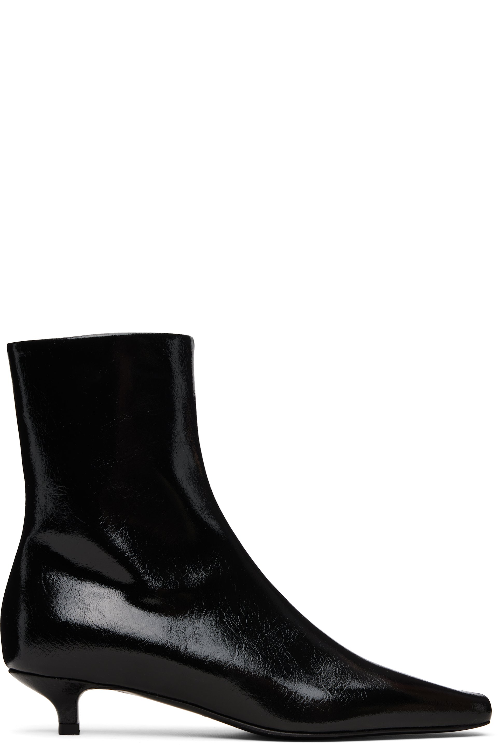 TOTEME - Bottines étroites noires en cuir naplak