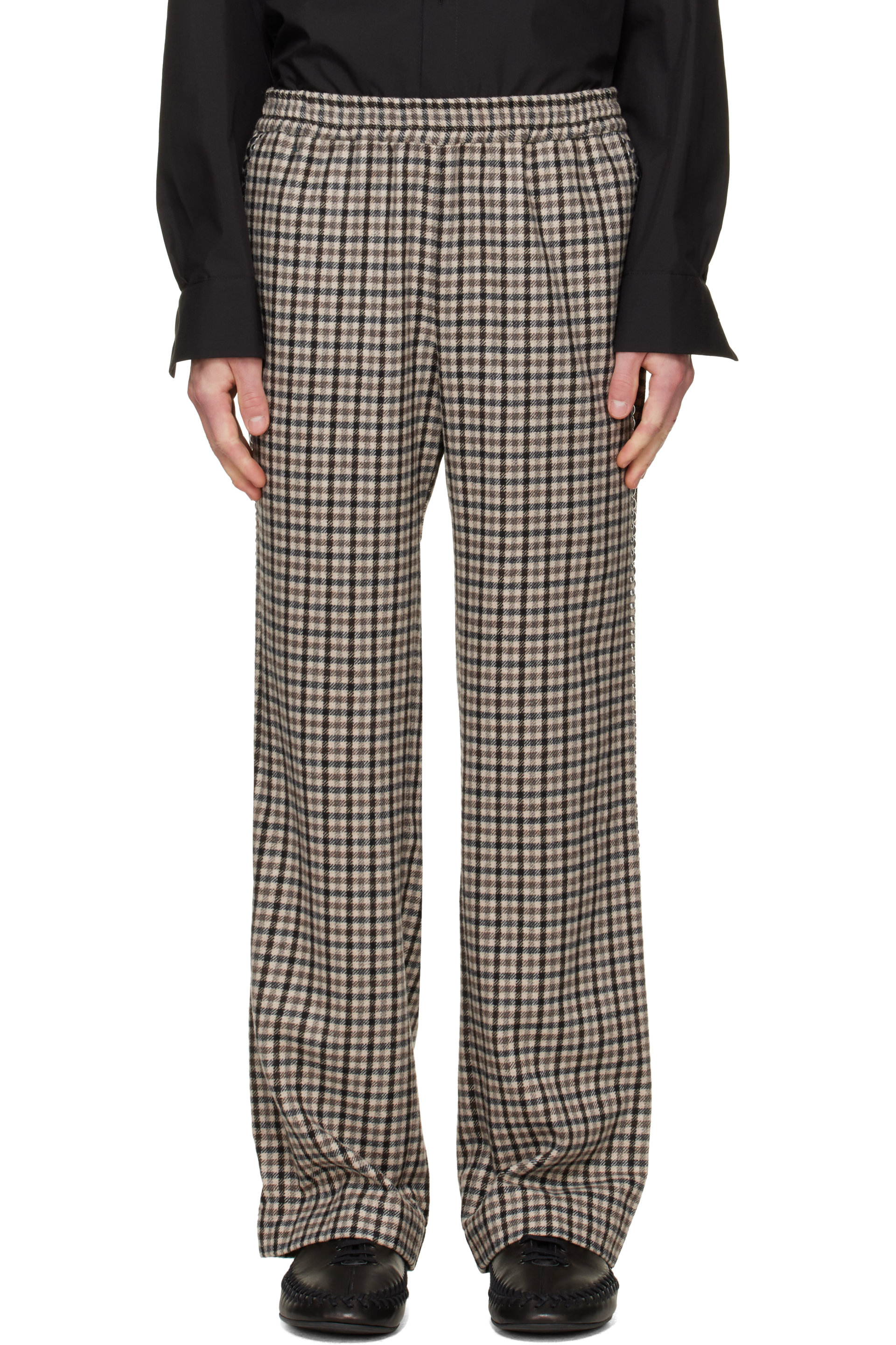 a.v. vattev - Beige & Brown Studded Boot-Cut Track Pants