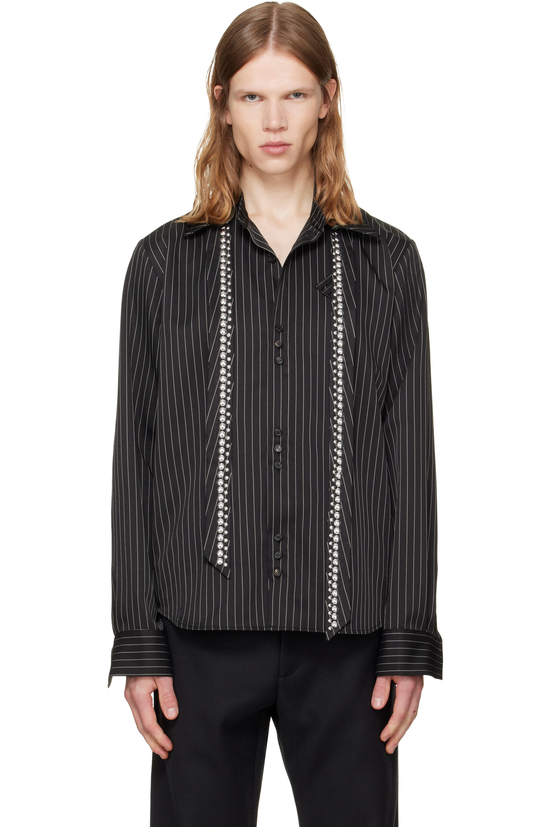 a.v. vattev - Black Detachable Collar Scarf Shirt