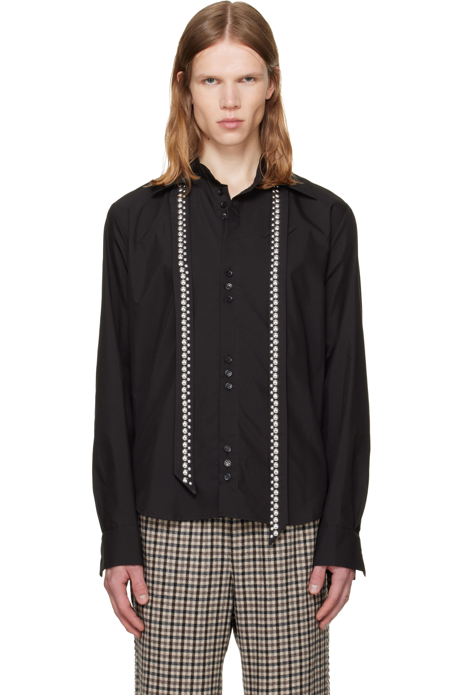 a.v. vattev - Black Detachable Collar Scarf Shirt