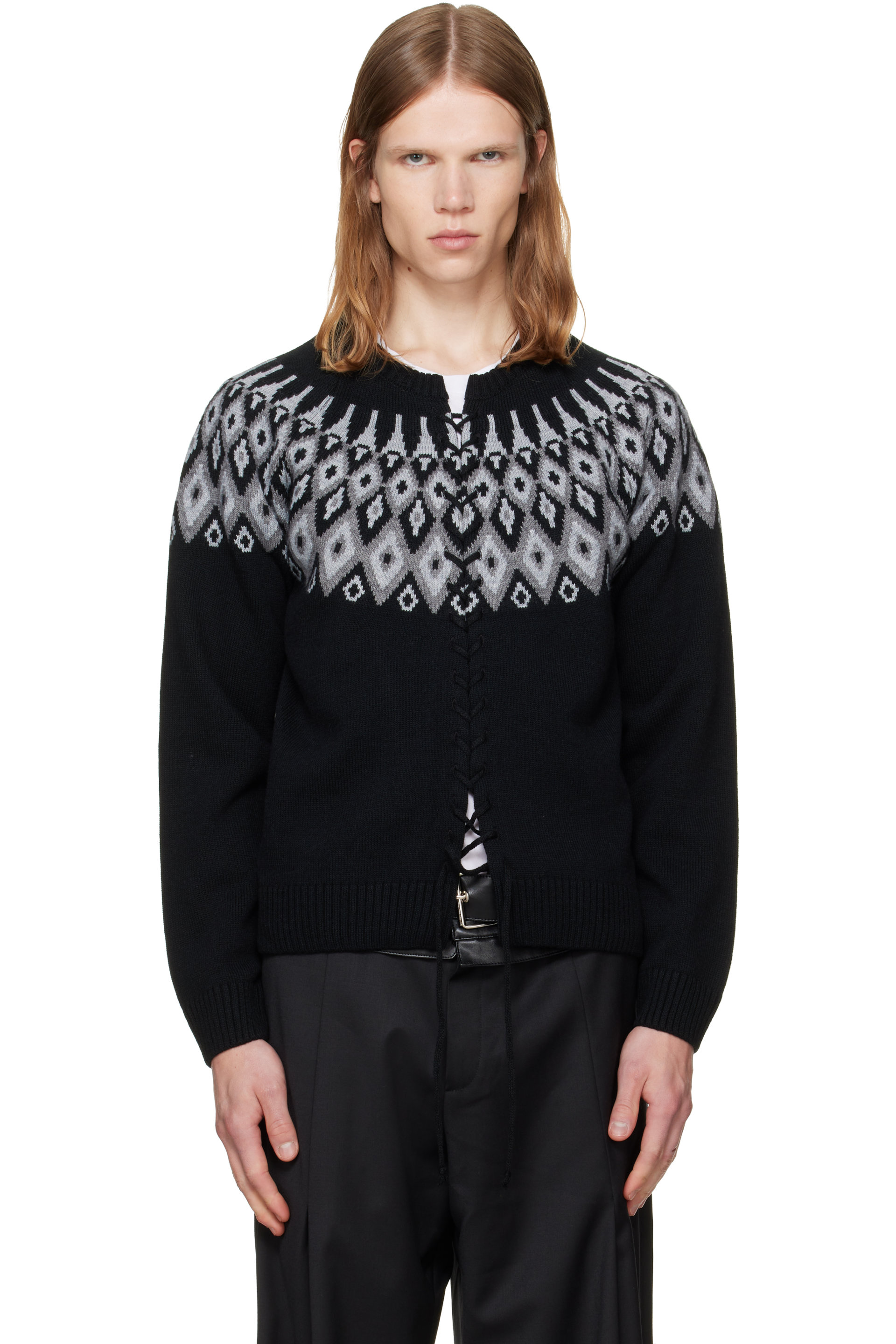 a.v. vattev - Black Fair Isle Viper Cardigan
