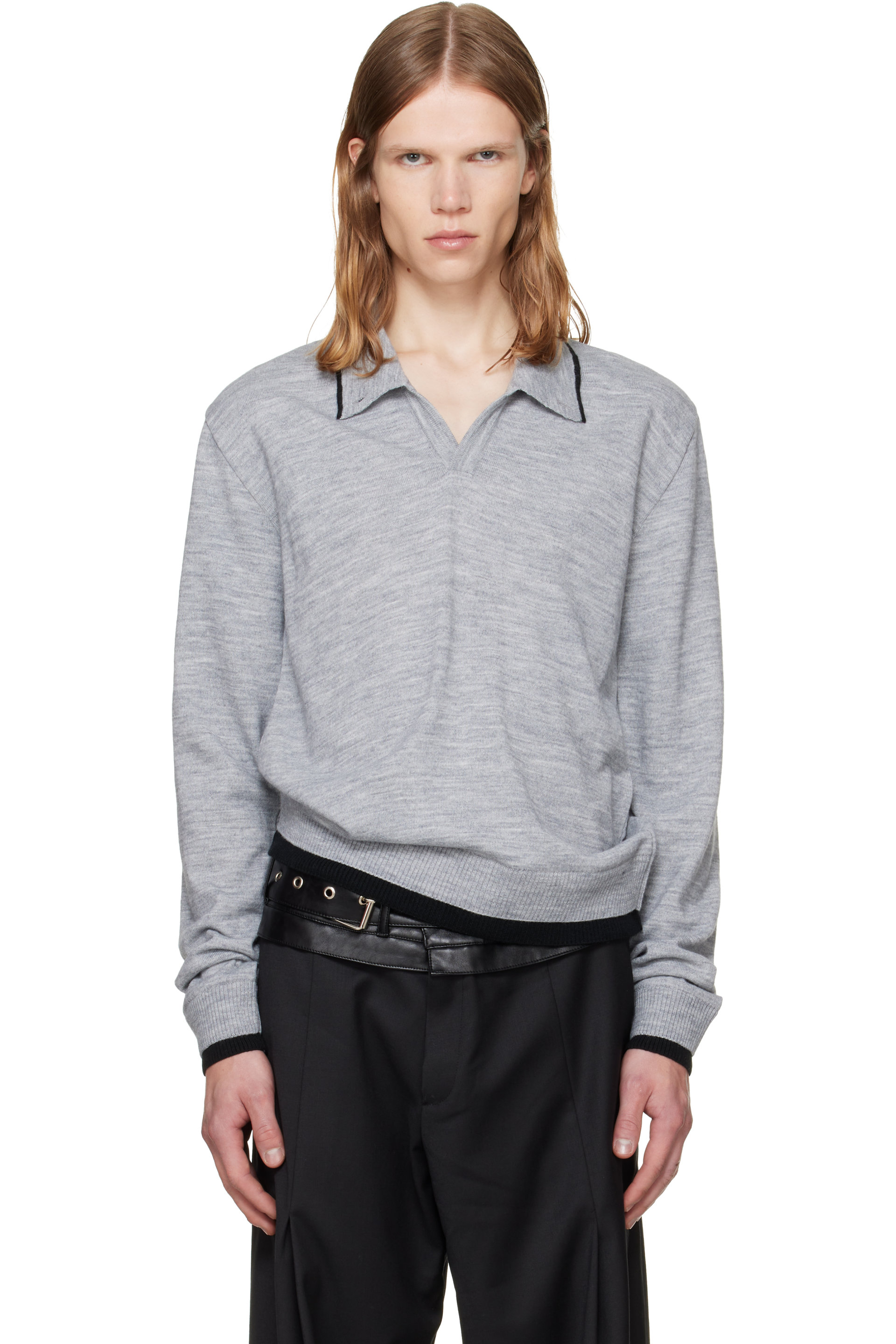 a.v. vattev - Gray High-Neck Wool Polo