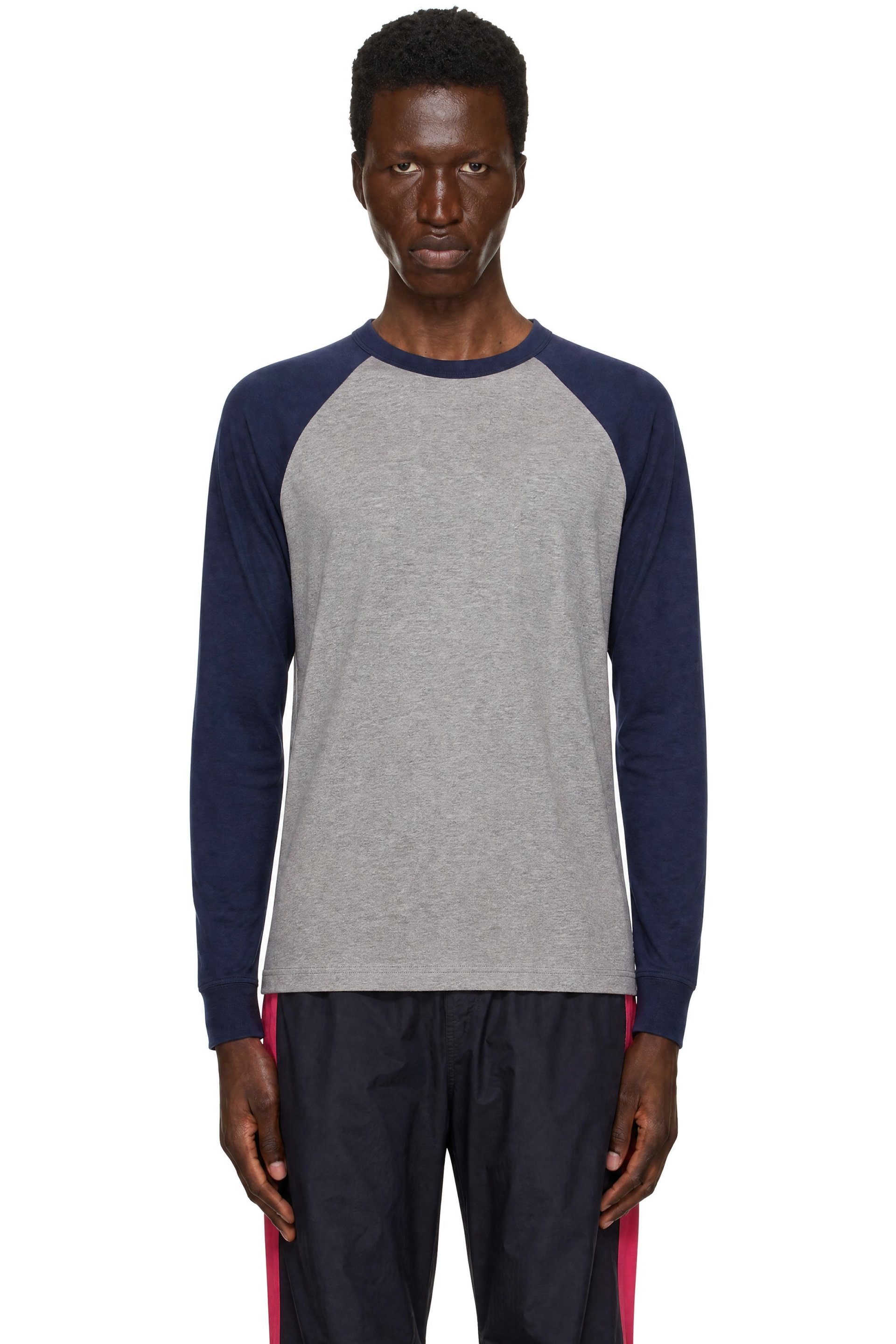 Gimaguas - T-shirt à manches longues Samuel bleu marine et gris