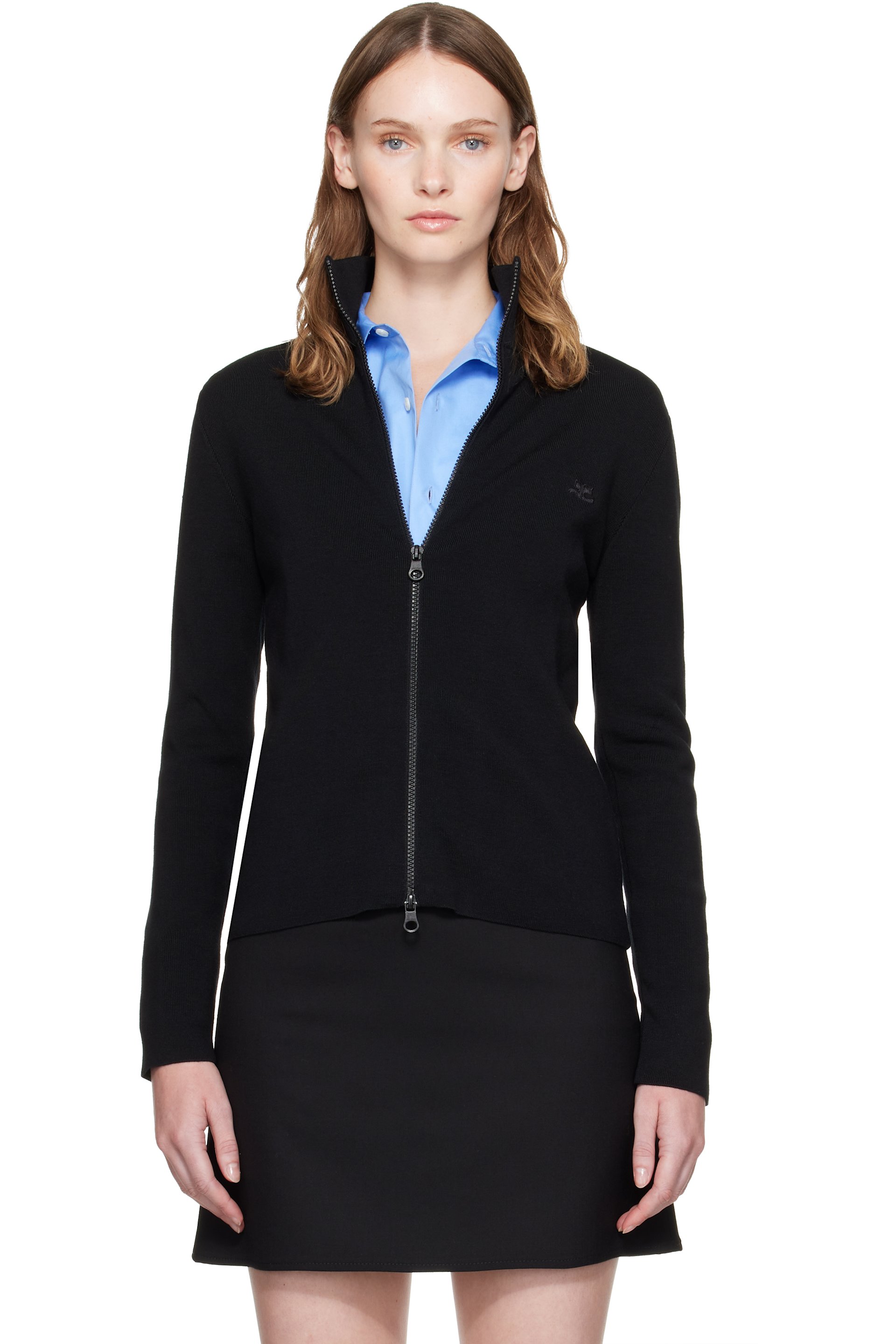 Courrèges - Black Zipped Merino Wool Cardigan