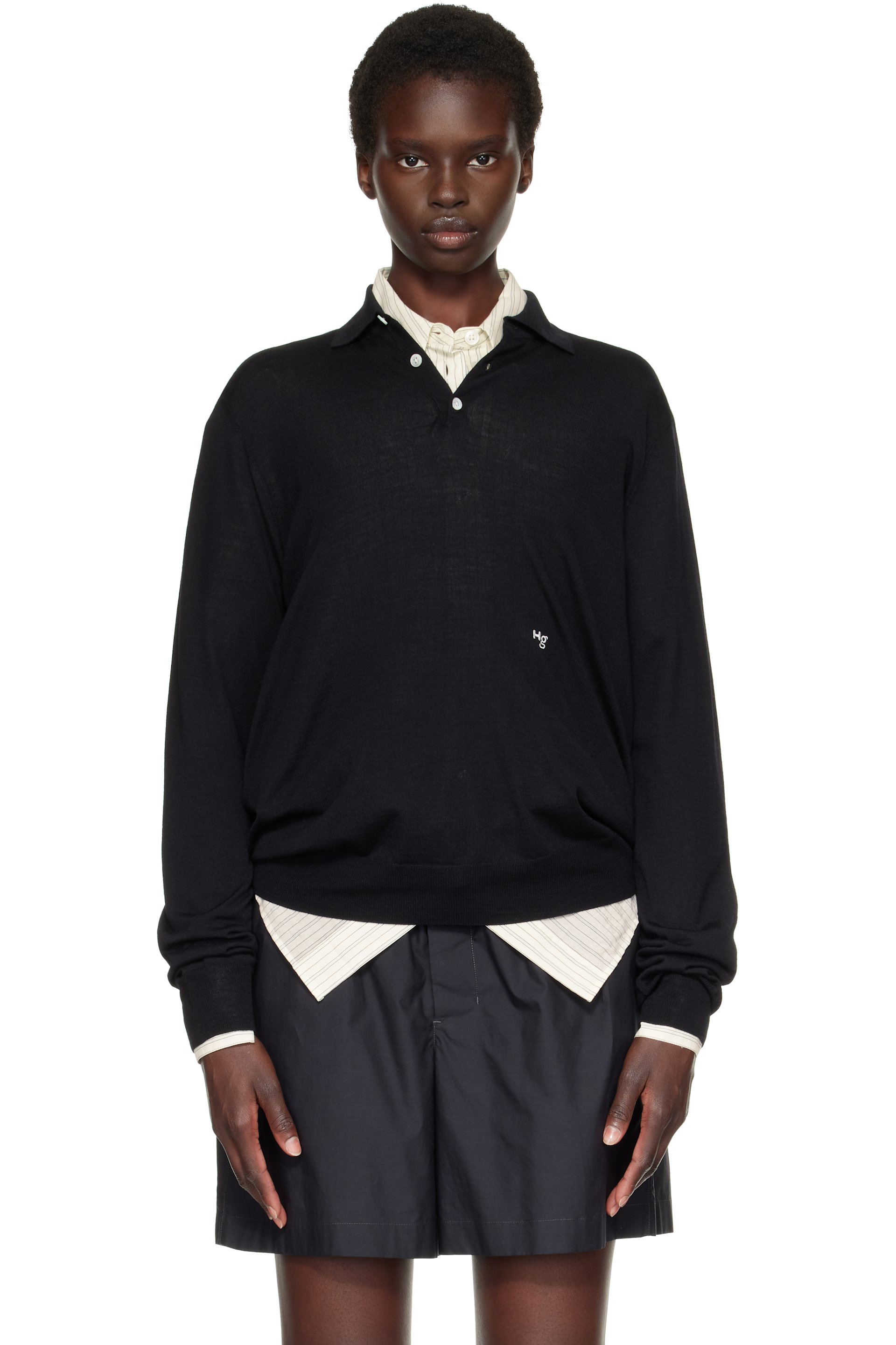 HommeGirls - Polo noir en tricot