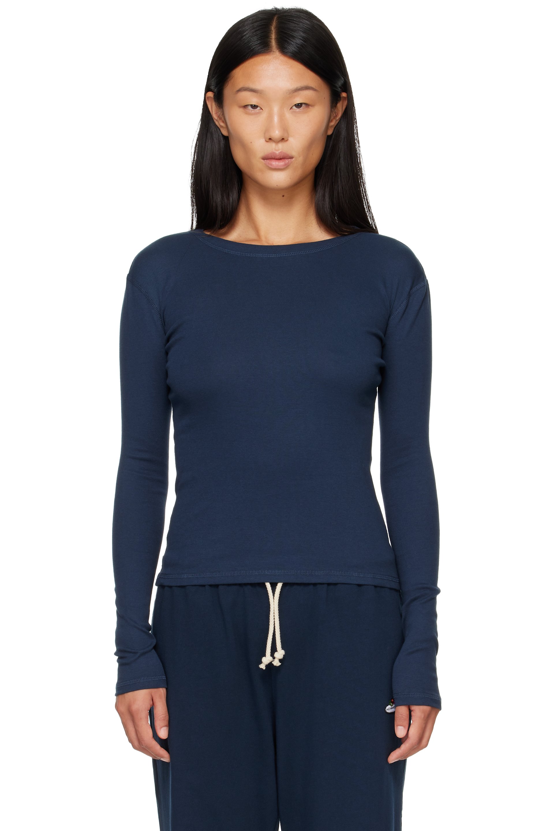 HommeGirls - 海军蓝 Fruit of the Loom 联名 Long Sleeve Slim T 恤