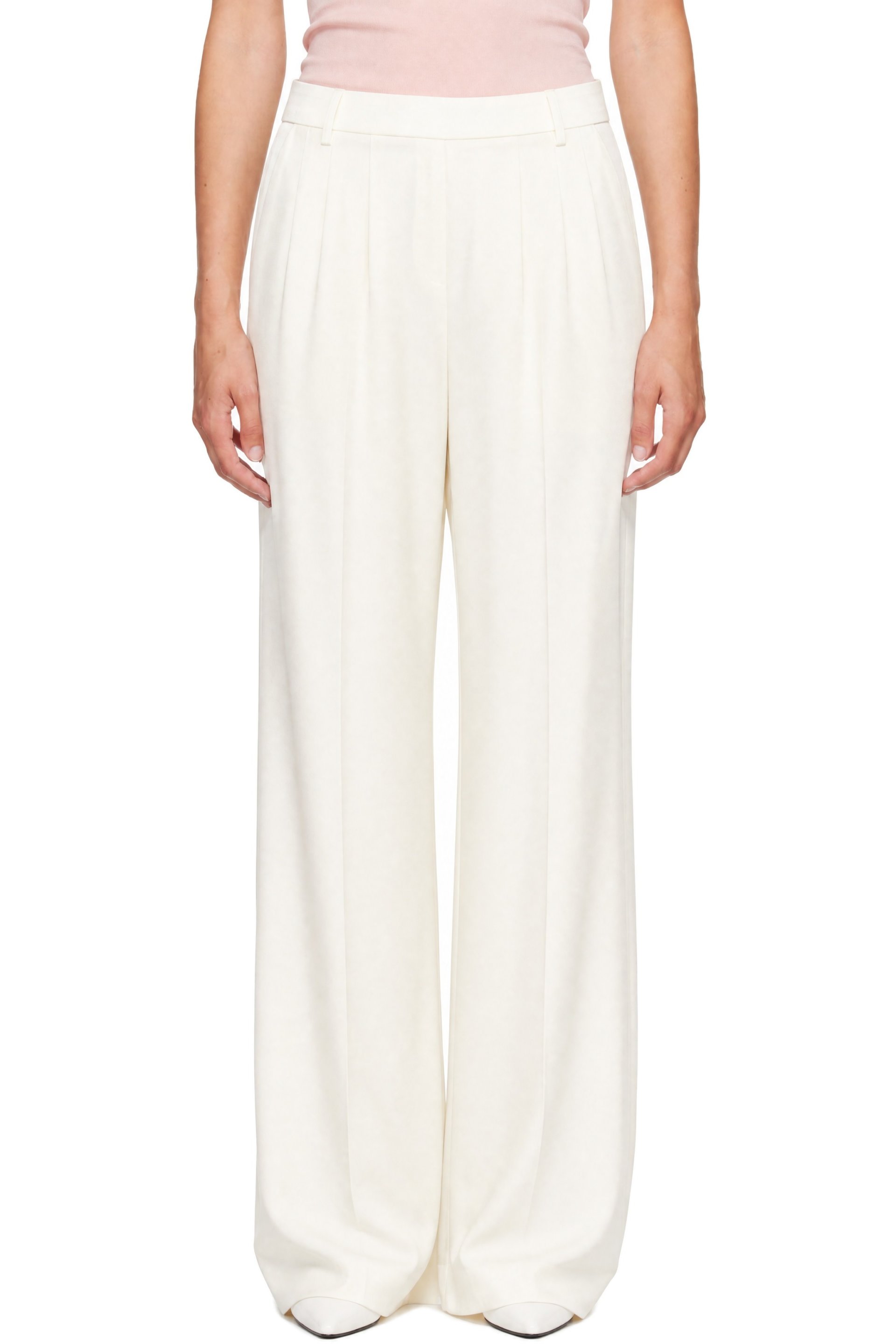 Victoria Beckham - White Relaxed Curved Leg Trousers