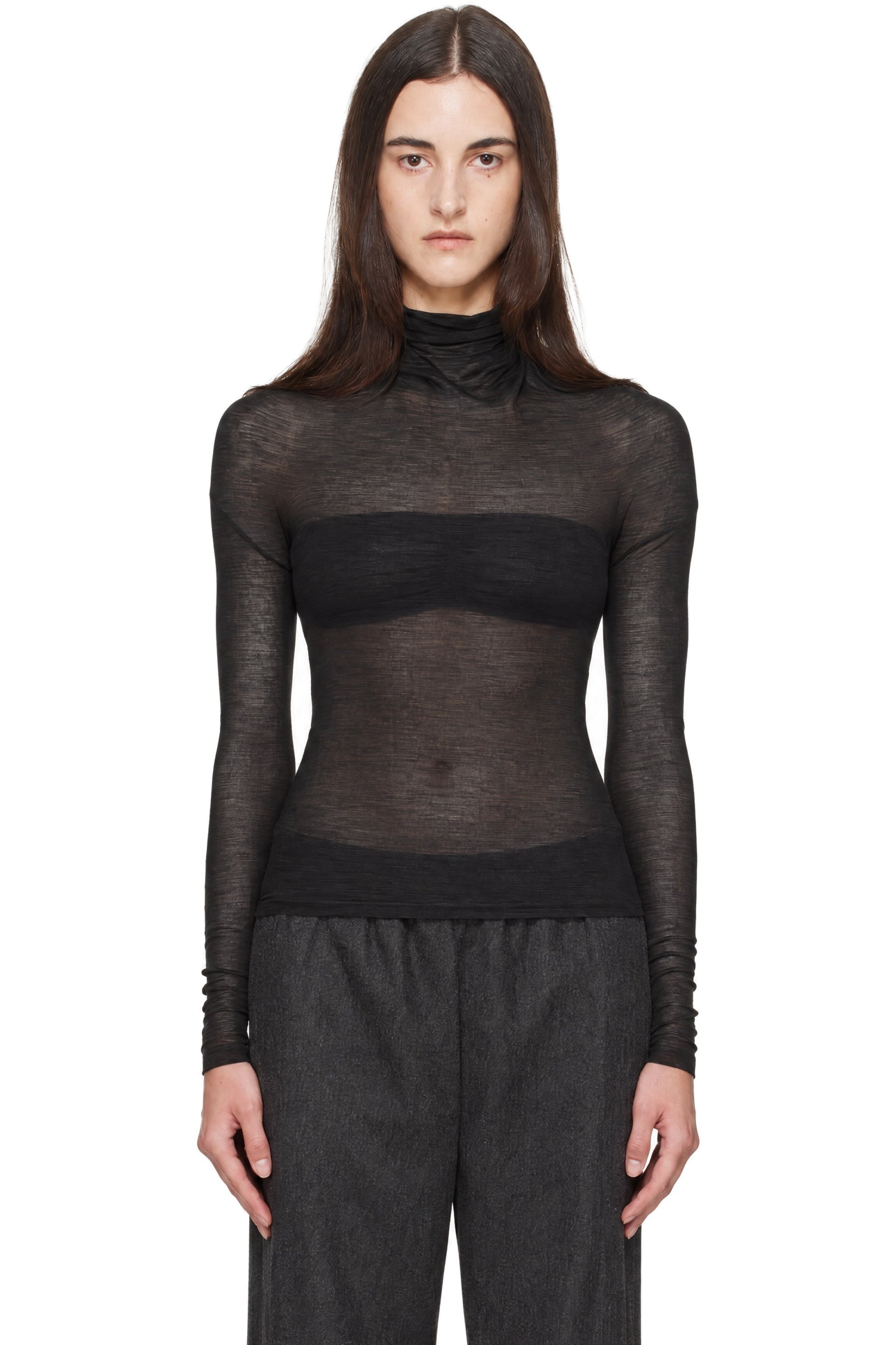 Victoria Beckham - Black Draped Turtleneck