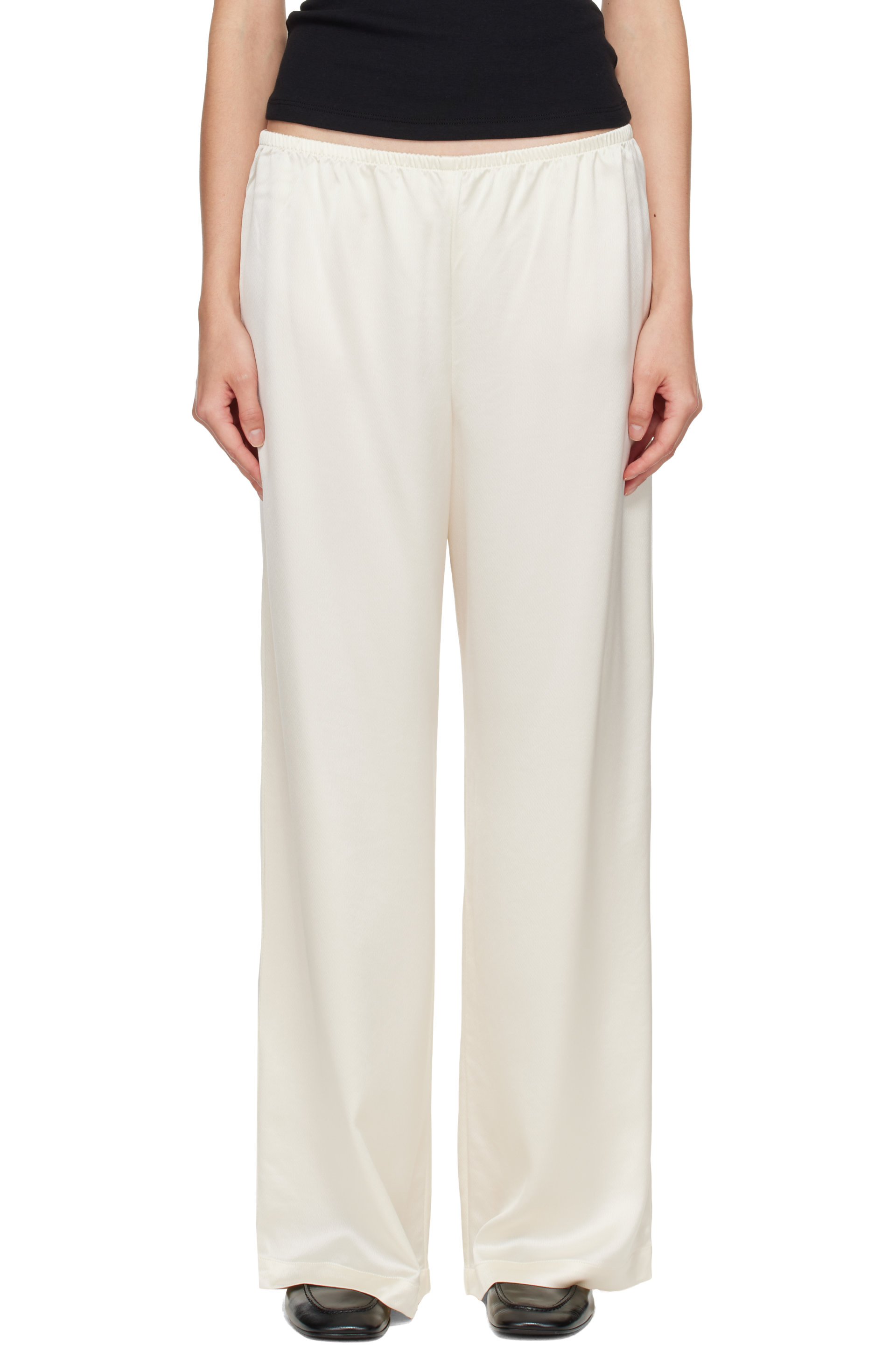 LESET - Off-White Barb Wide Leg Trousers