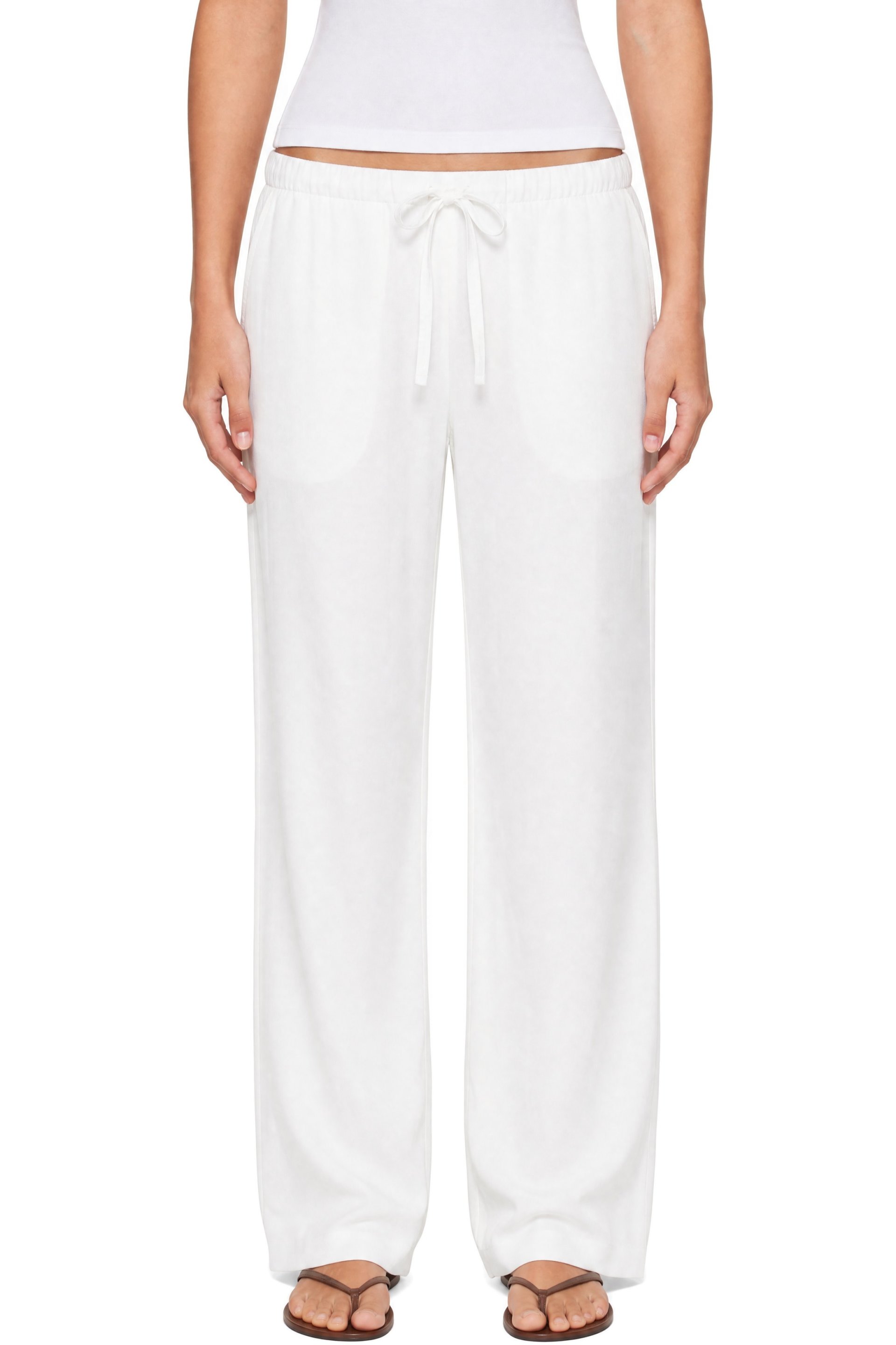 LESET - White Daniel Drawstring Pocket Trousers