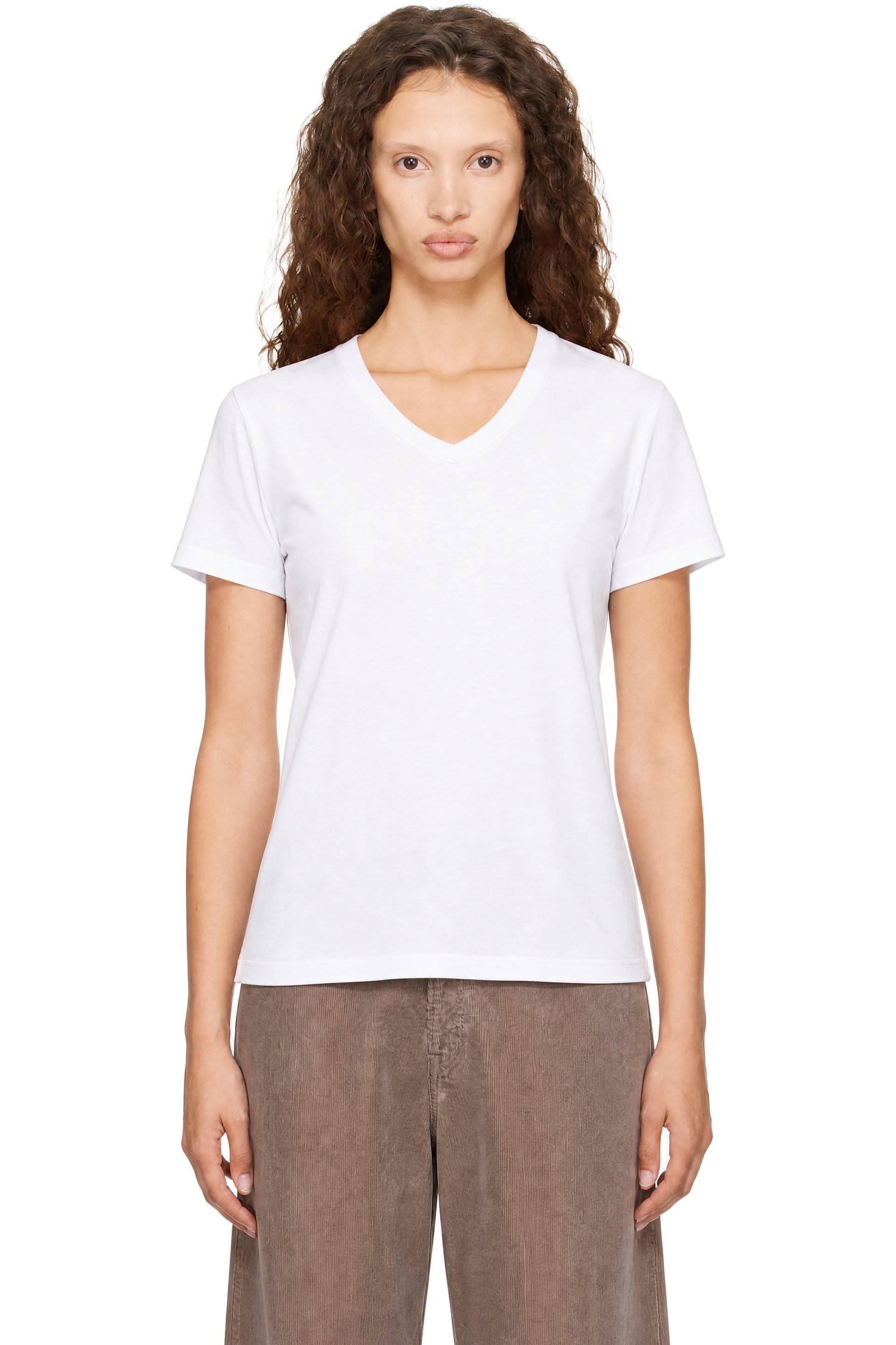 LESET - White Margo V Neck T-shirt
