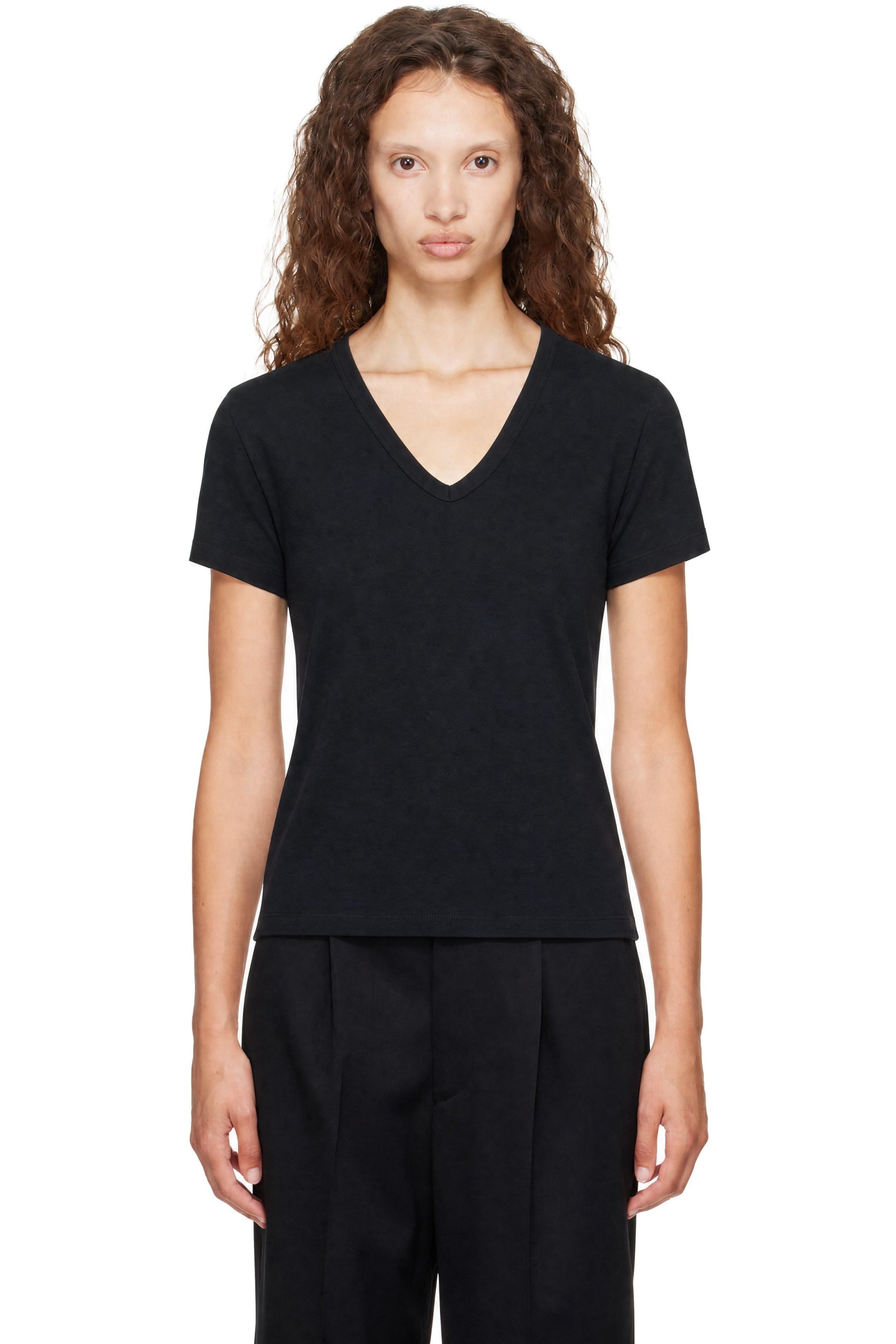 LESET - Black Margo V Neck T-shirt