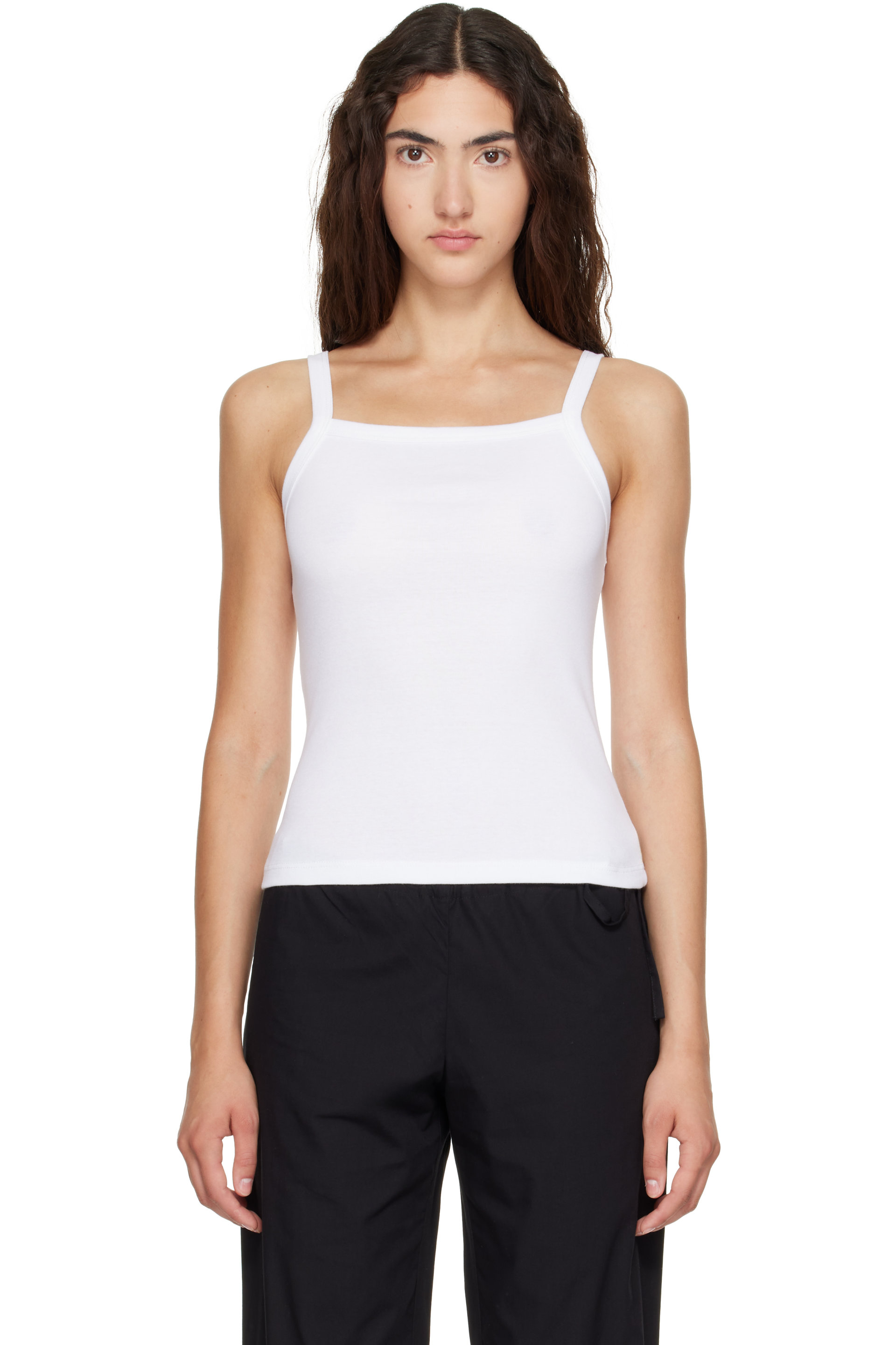 LESET - White Nando Square Neck Tank Top