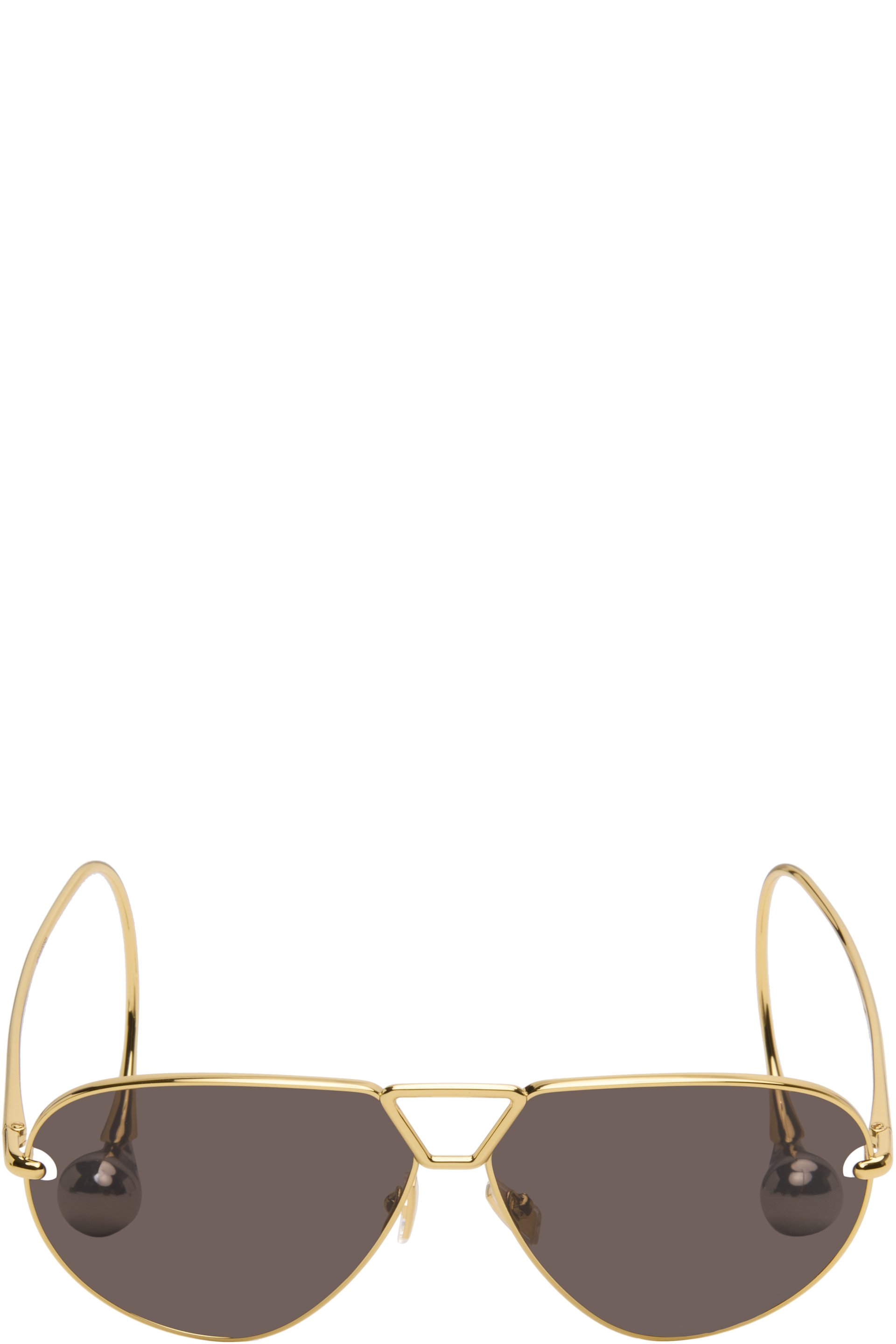 Bottega Veneta - Lunettes de soleil aviateur dorées à manchons en forme de goutte