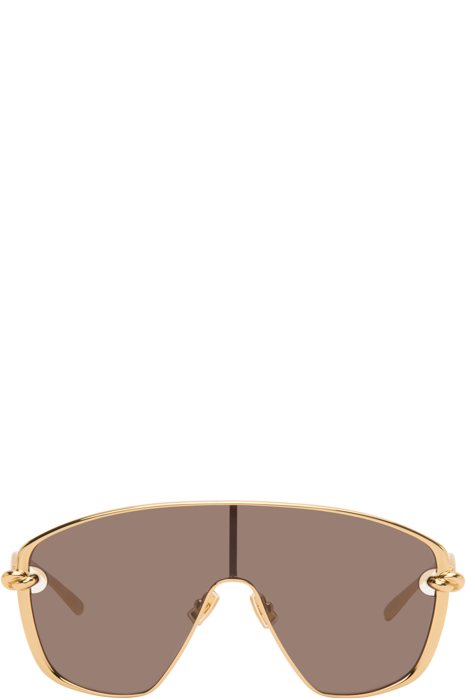 Bottega Veneta - 金色 Knot Shield 太阳镜