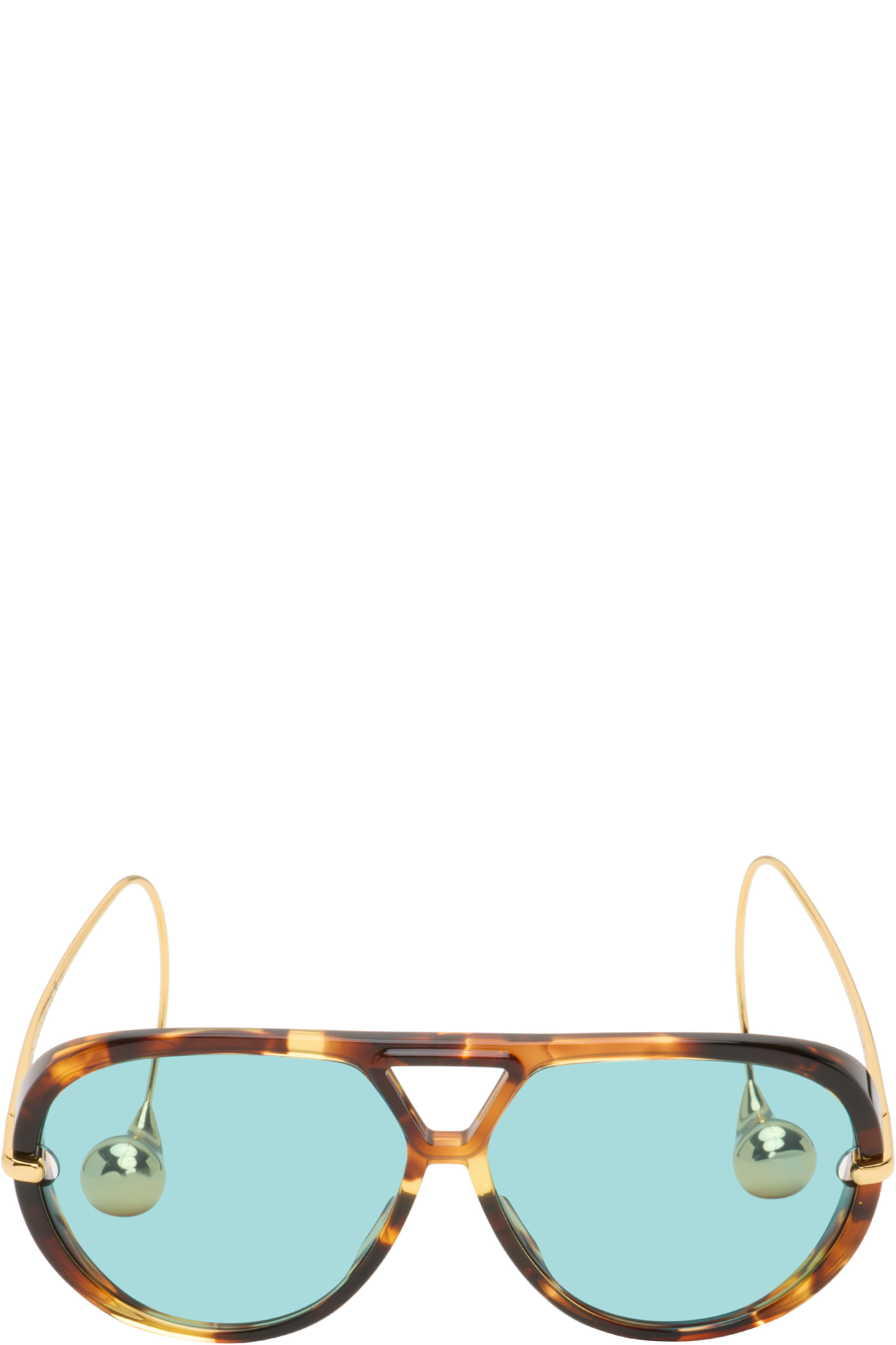 Bottega Veneta - Brown & Gold Drop Aviator Sunglasses