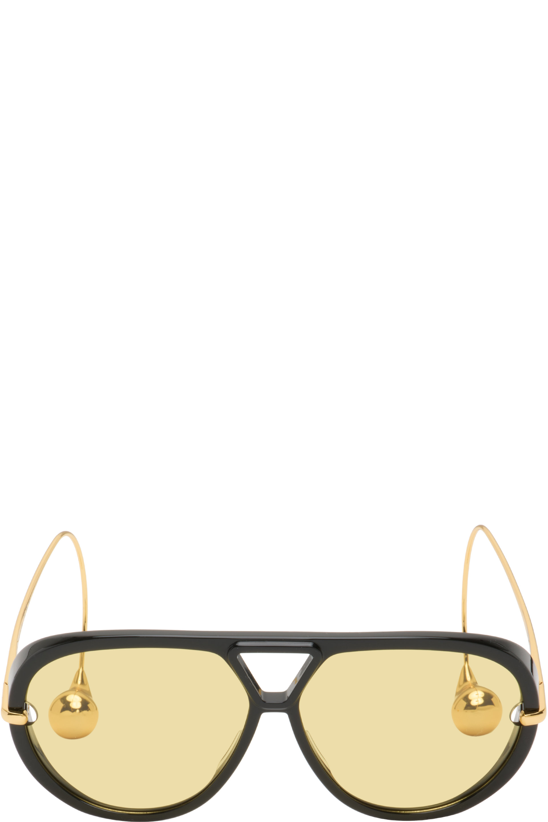 Bottega Veneta - Black & Gold Drop Aviator Sunglasses