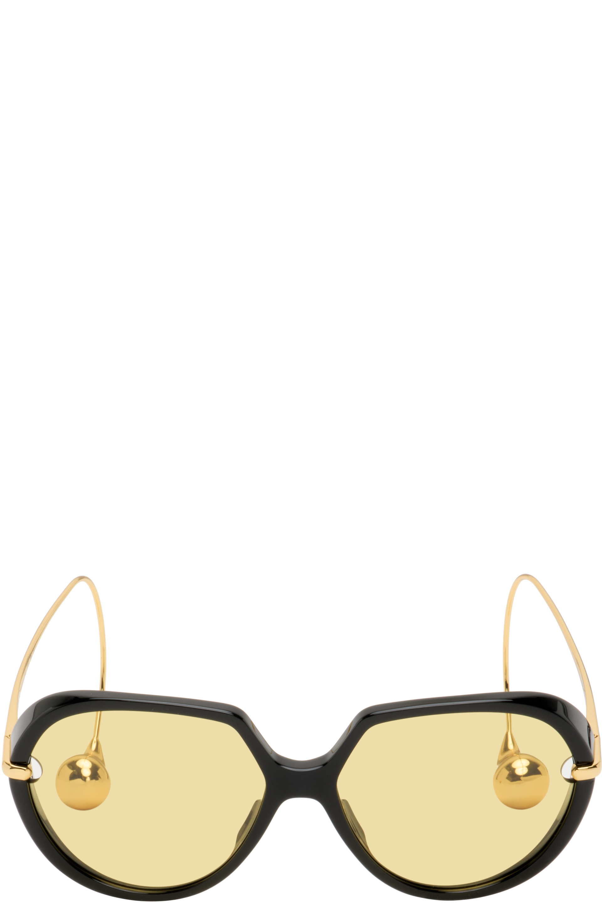 Bottega Veneta - Black & Gold Drop Aviator Sunglasses