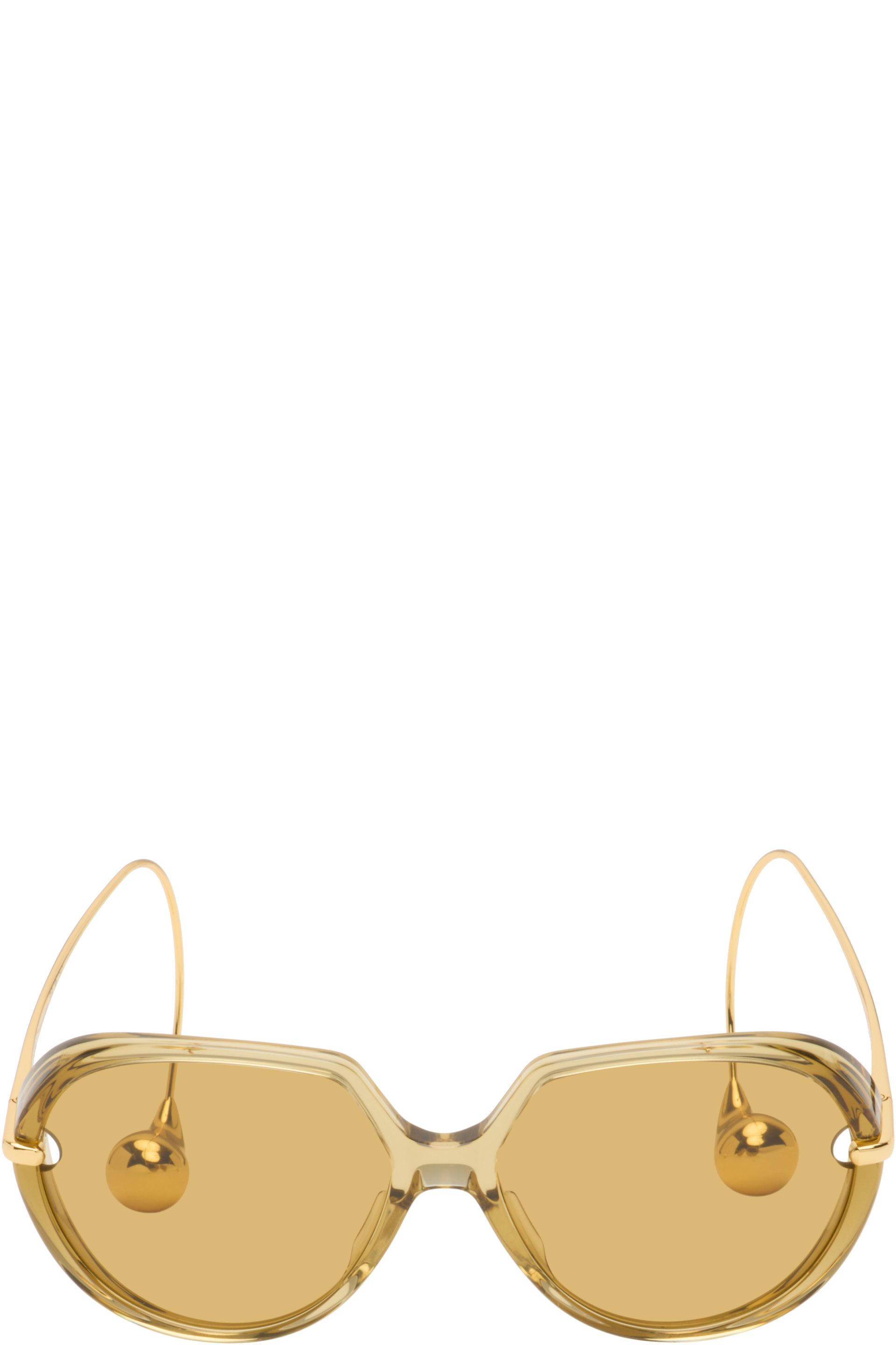 Bottega Veneta - Beige & Gold Drop Aviator Sunglasses