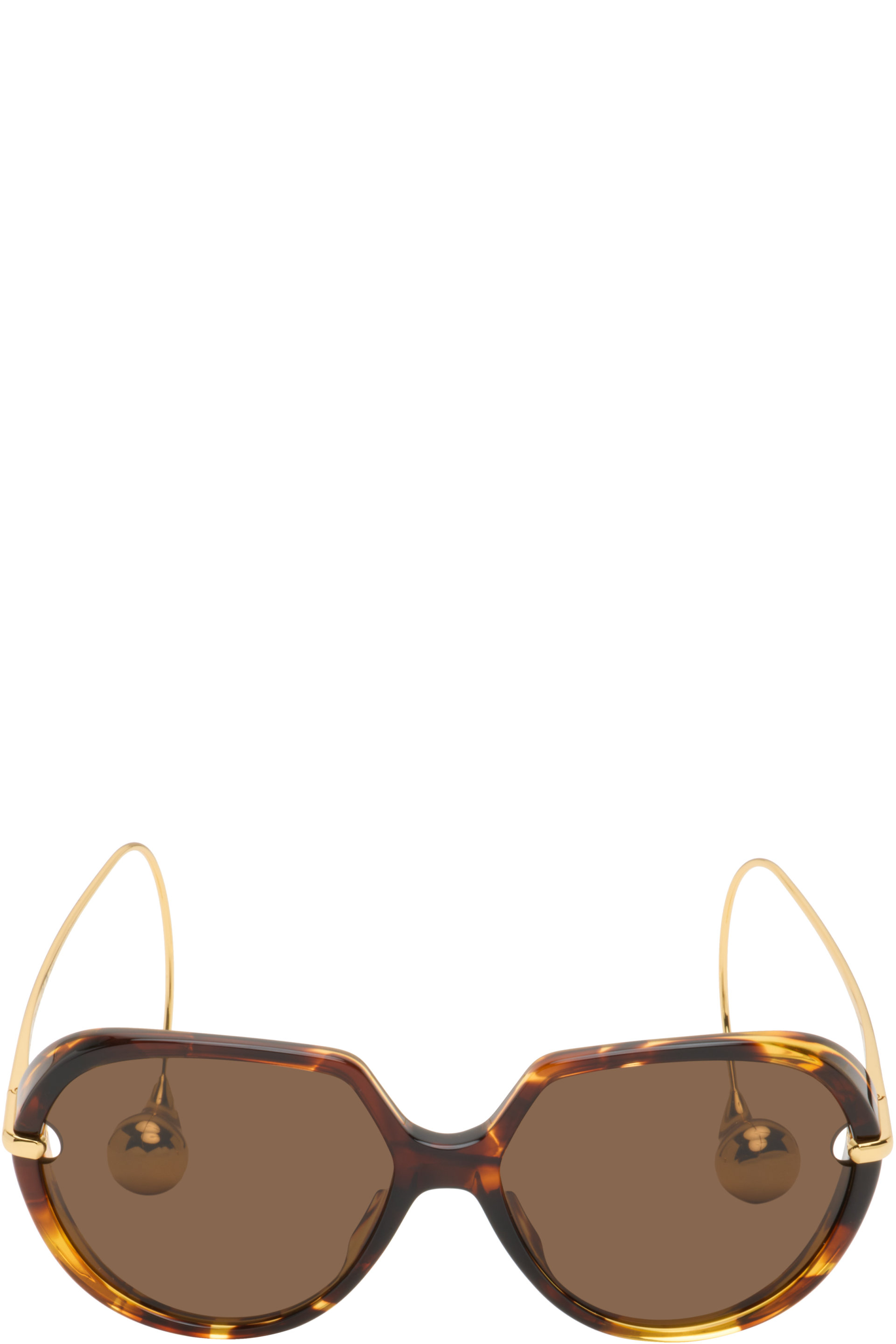 Bottega Veneta - Brown & Gold Drop Aviator Sunglasses