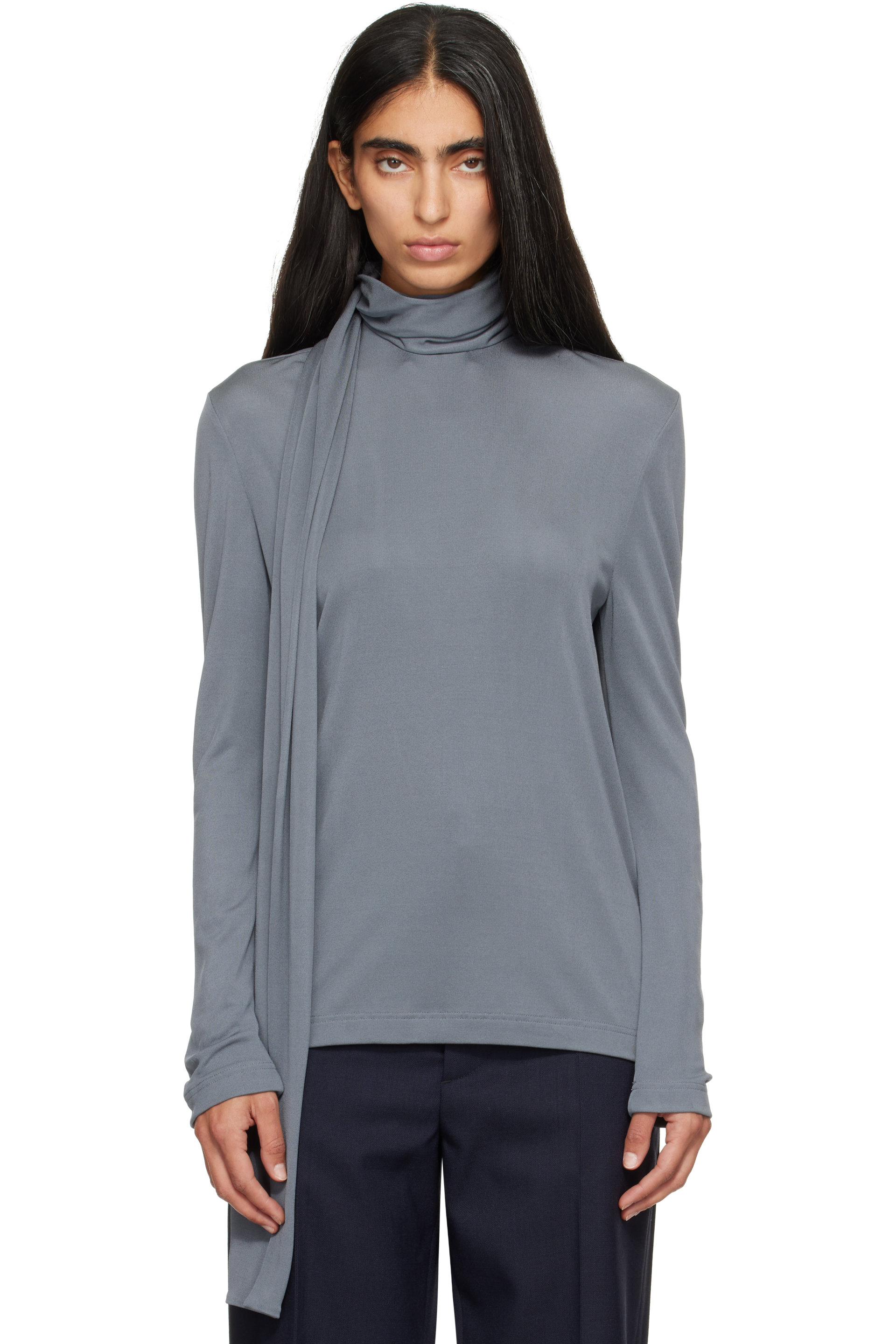 Bottega Veneta - Haut gris en jersey de viscose