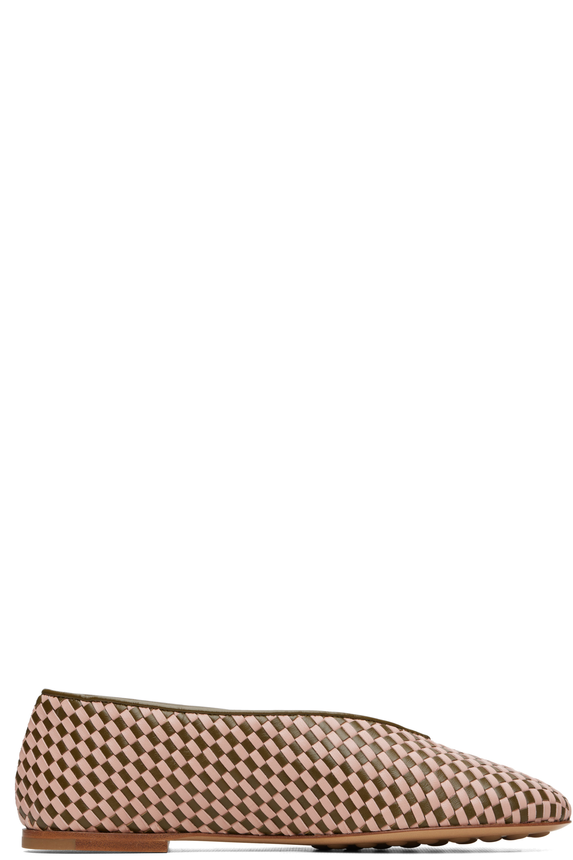 Bottega Veneta - Pink & Khaki Rosa Ballerina Flats