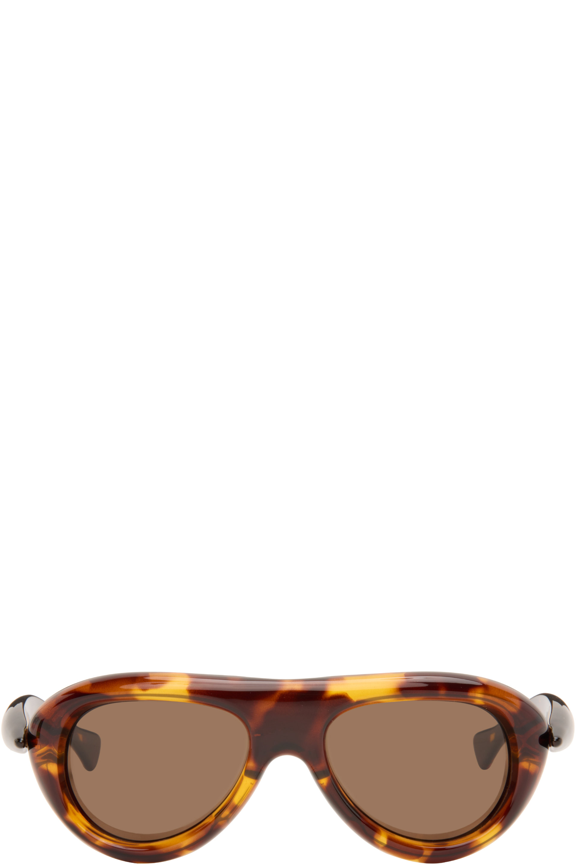 Bottega Veneta - Lunettes de soleil aviateur brunes à branches Sardine