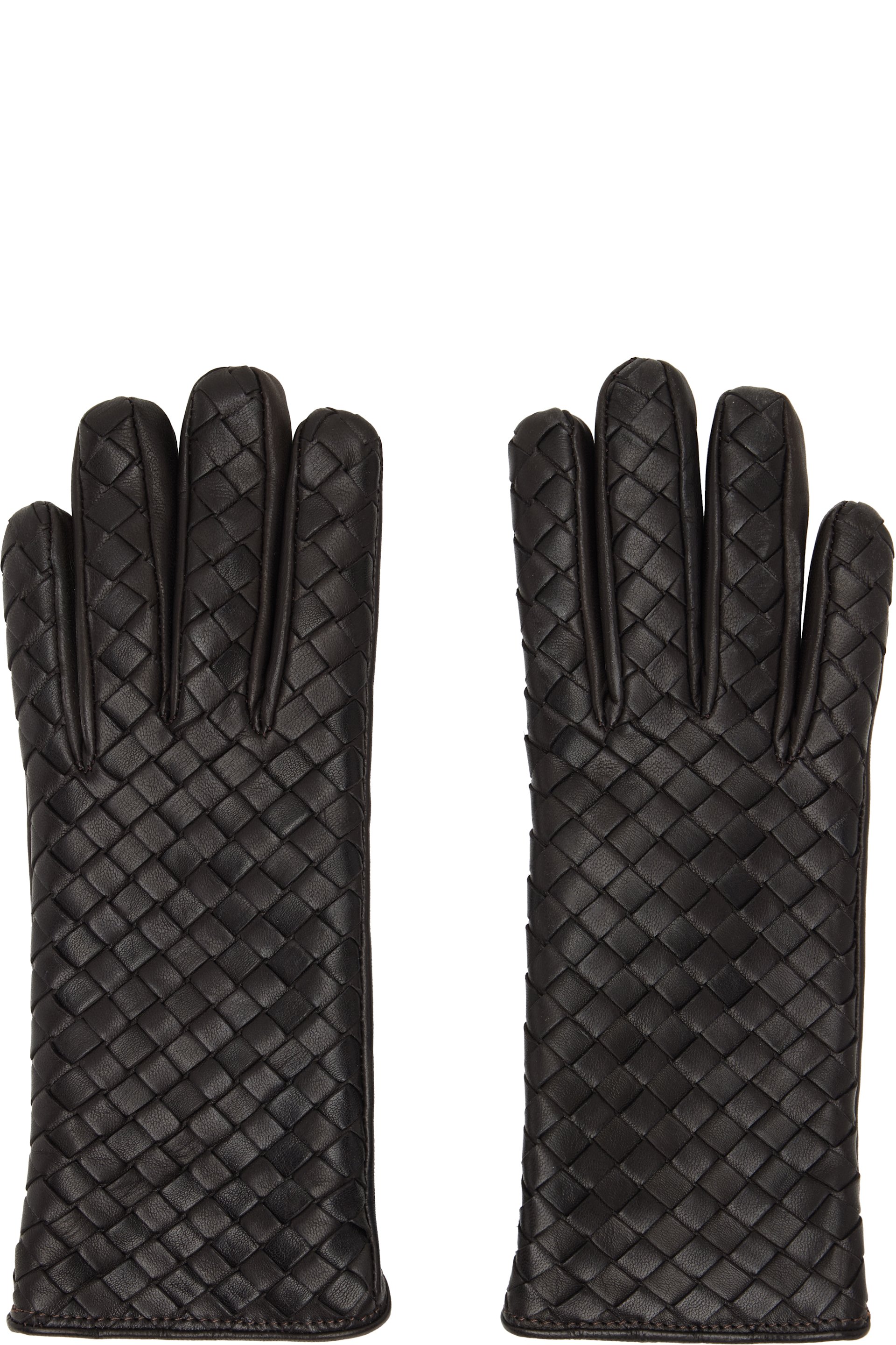 Bottega Veneta - Brown Intrecciato Leather Gloves