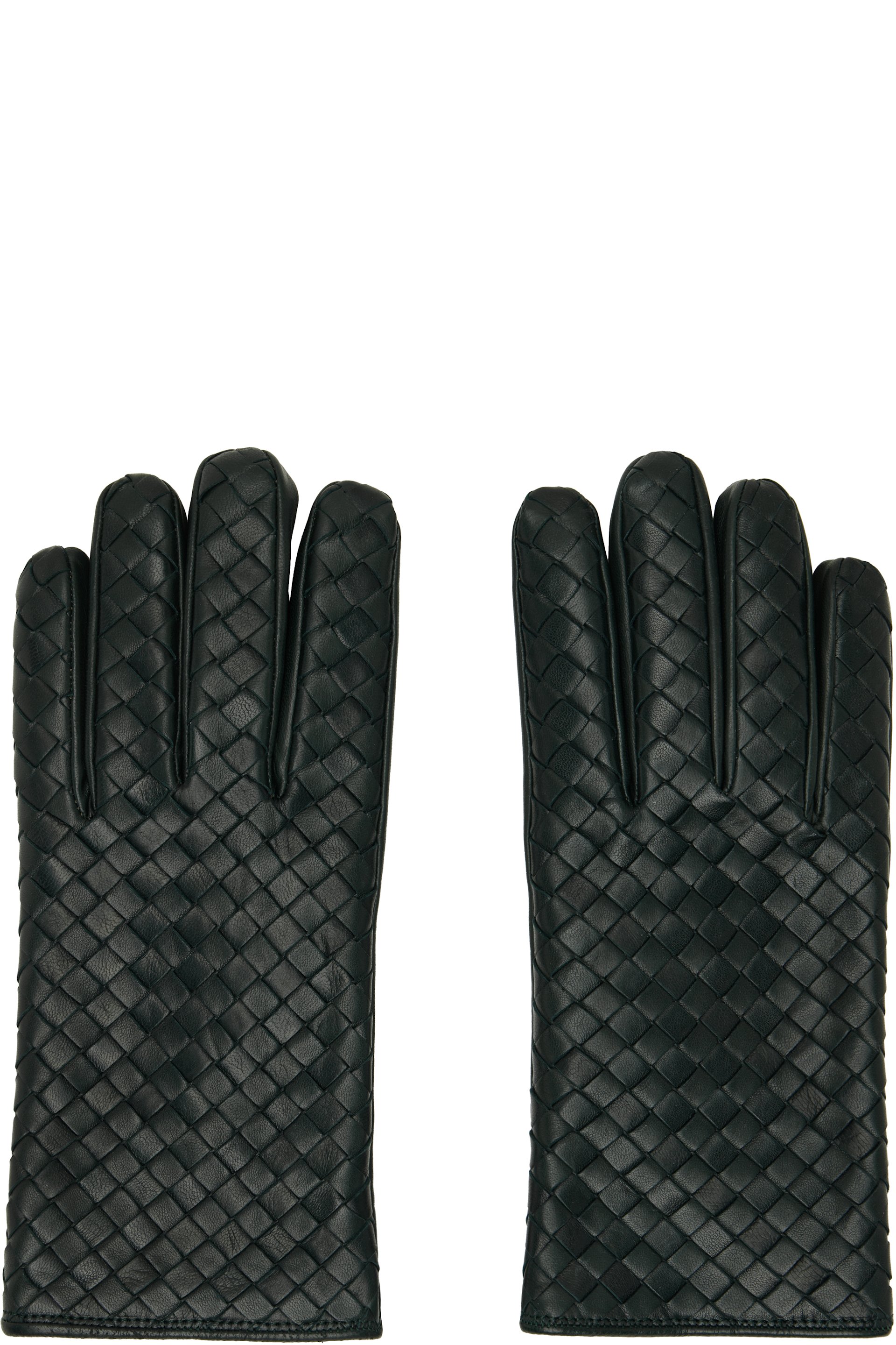 Bottega Veneta - Green Intrecciato Leather Gloves